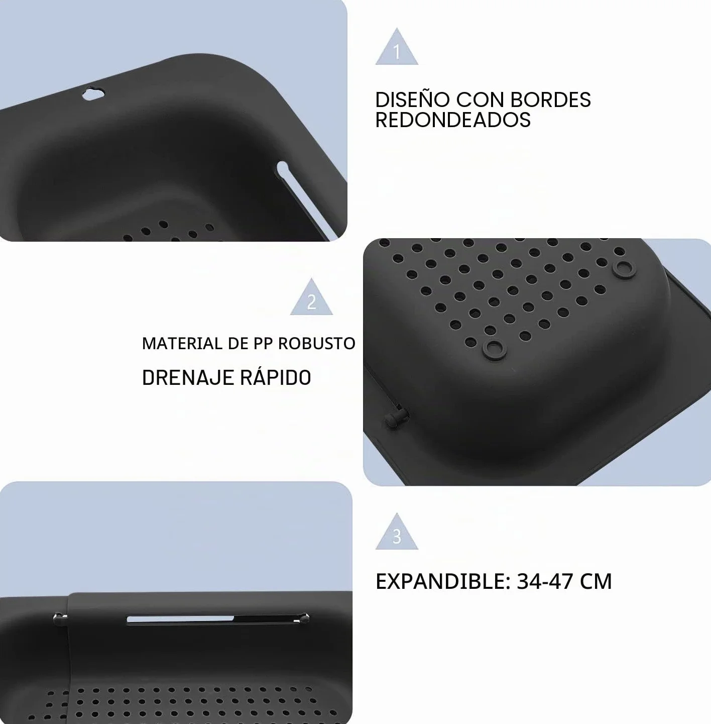 Escurridor plegable de cocina extensible colador frutas verduras cortador pasta comida cesta ahorra espacio portátil sobre el fregadero
