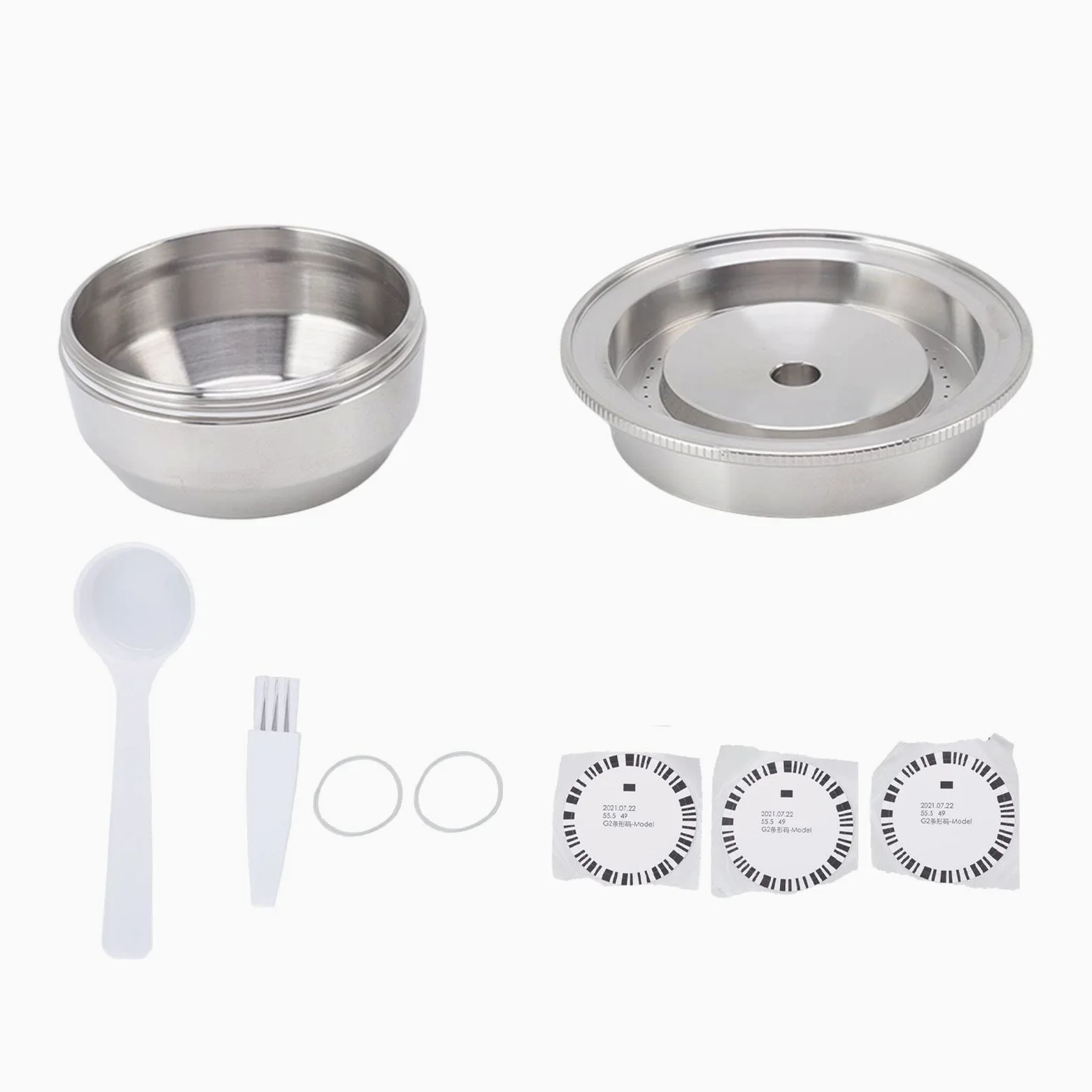 Taza filtro reutilizable para cápsulas de café, de acero inoxidable; cápsula de café reutilizable para máquinas ; extracción a alta presión con junta de