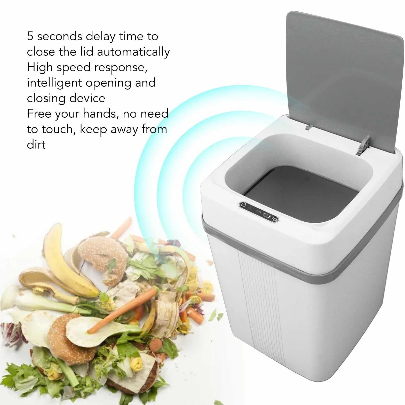 Duokon Bote de Basura con Sensor Inteligente, Carga USB, Tapa Automática, Resistente al Agua