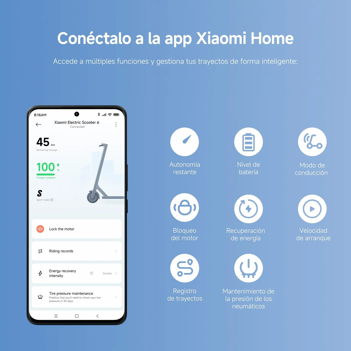 Xiaomi Patinete Eléctrico Serie 6 Homologado DGT 25 km/h Autonomía 25-75 km Neumáticos Sin Cámara 10-12" Plegable Doble Freno