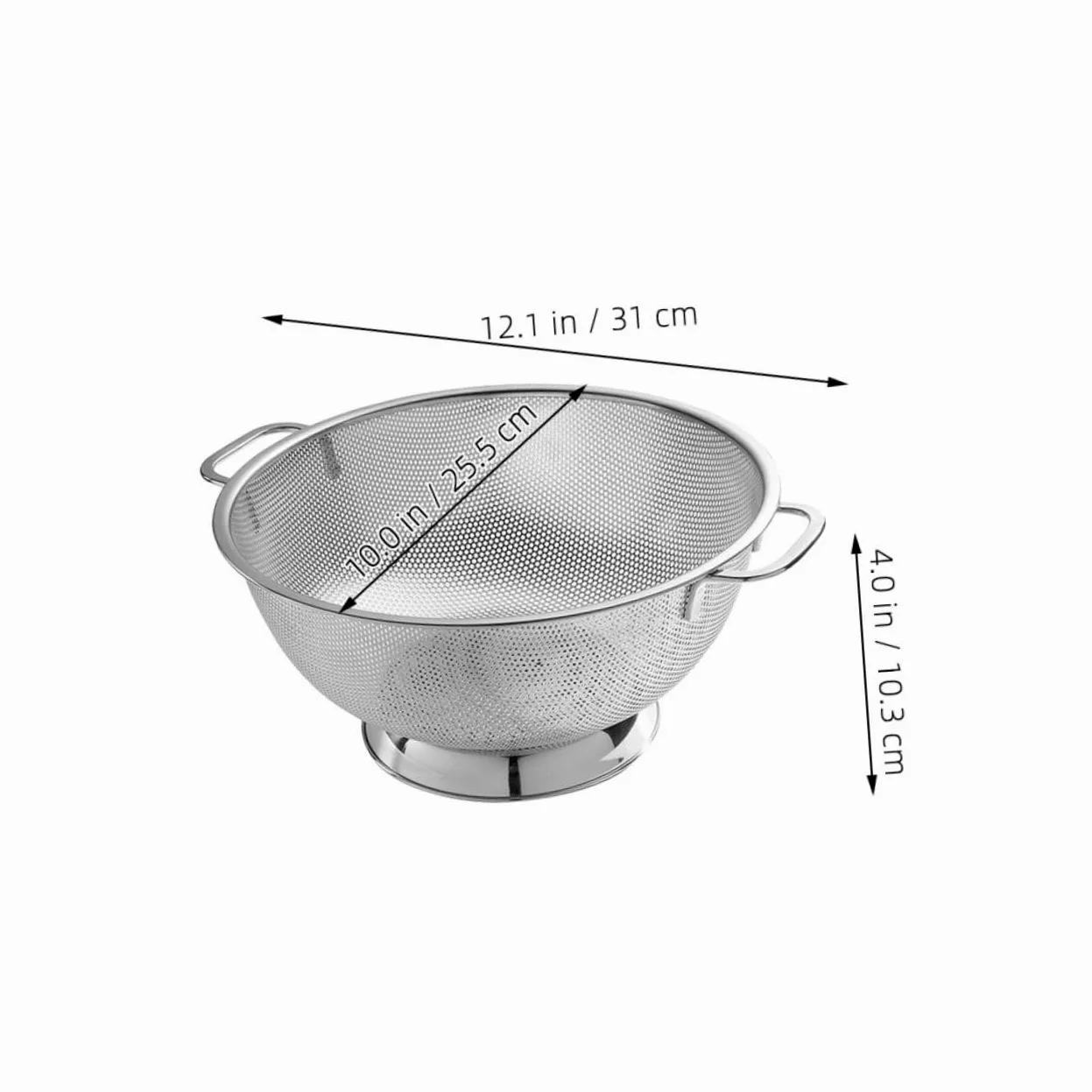 Colador de Acero Inoxidable con Asas, Malla Fina para Cocina | Plata, Doble Asa y Orificios Finos, para Enjuagar Arroz y Escurrir Alimentos