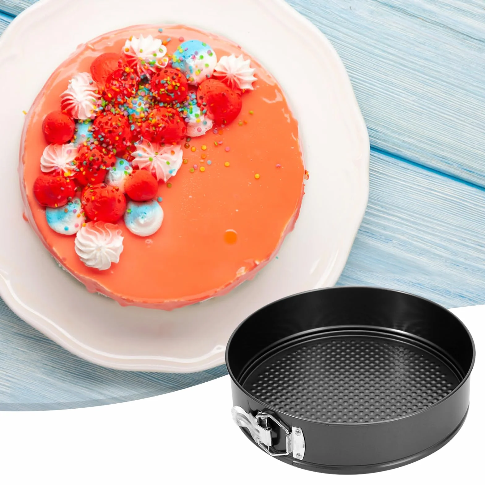 Molde Tarta desmontable 18 cm, 2 unidades Circular Molde Bizcocho Horno con revestimiento antiadherente,