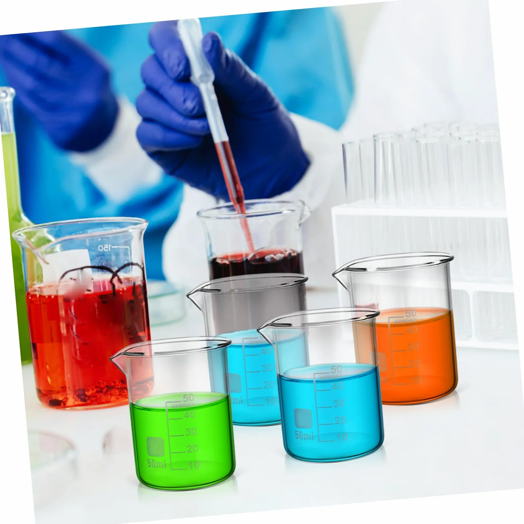 Alipis Vaso Medidor de Laboratorio 50ml Vidrio Transparente 20 Piezas | Forma Baja Escala, Uso Versátil, Limpieza Fácil, Estilo Simple y Elegante