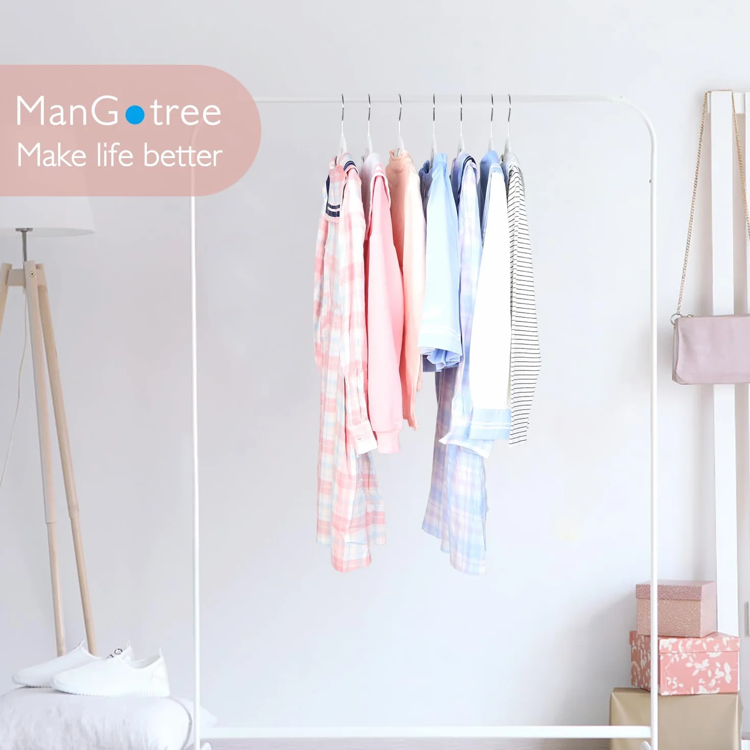 ManGotree 32 Perchas de Terciopelo para Niños de 35 cm, Ultrafinas Con Gancho Giratorio de 360°, Antideslizantes de Fieltro para Jóvenes, Resistentes y Duraderas (Blanco)
