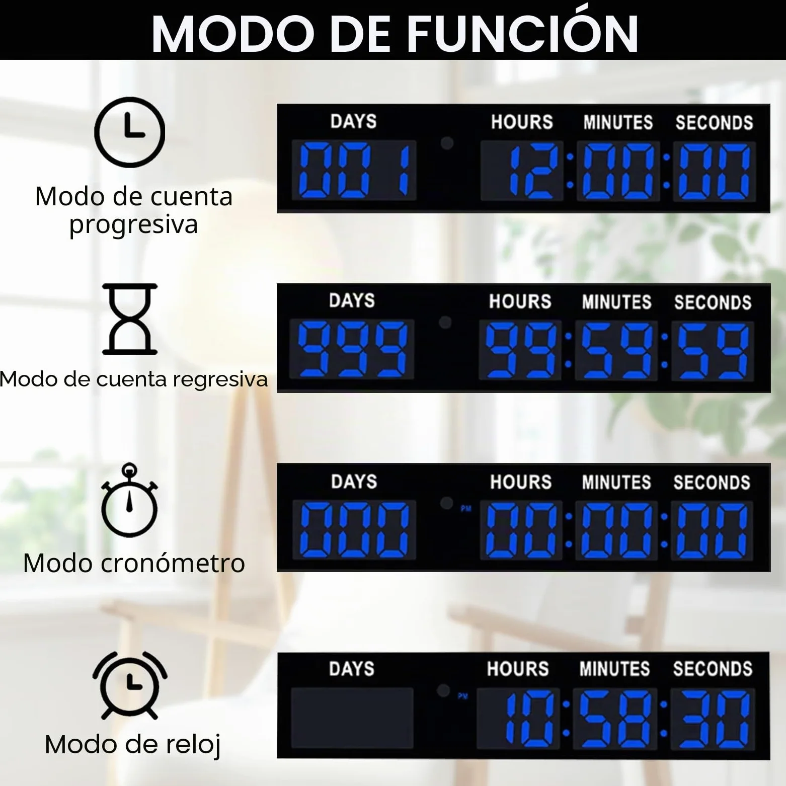 Aisny Temporizador Digital de Cuenta Regresiva, Gran Temporizador de 999 días con Control Remoto Calendario Multifuncional de Cuenta Regresiva para Jubilación Cumpleaños Días Festivos Bodas (Azul)