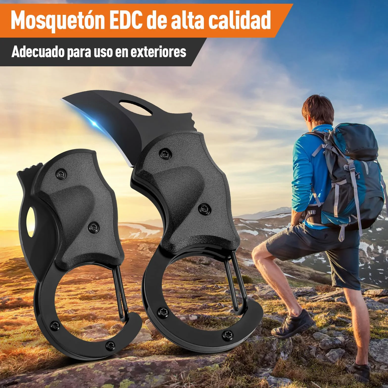 ZOOI Navaja Multifuncional EDC con Mosquetón, Regalo Original para Hombre