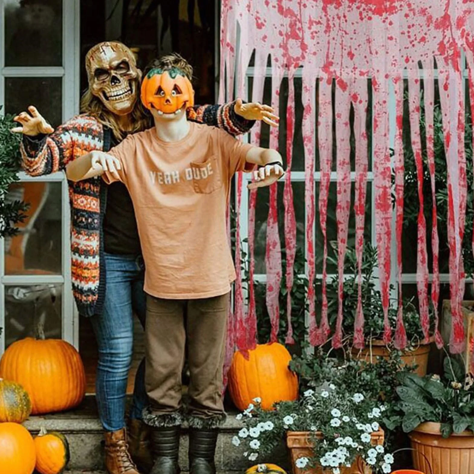 GWAWG Cortina de puerta de Halloween con estampados sangrientos, 39 x 65 pulgadas, tela espeluznante y sangrienta, accesorios de decoración de puerta de casa embrujada para entrada de fiesta de