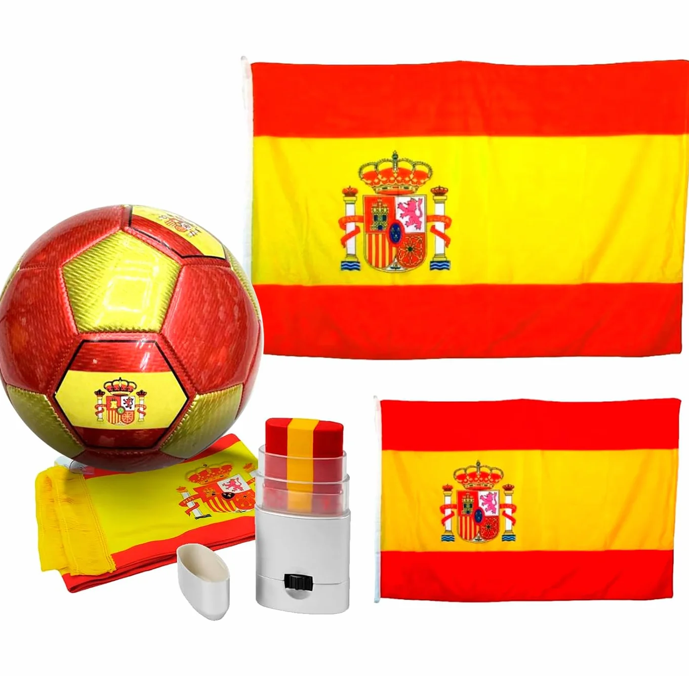 EUROXANTY Lote de la Selección Española Bandera de España 90x150cm 90x60 cm Pintura de Cara Pelota Bufanda