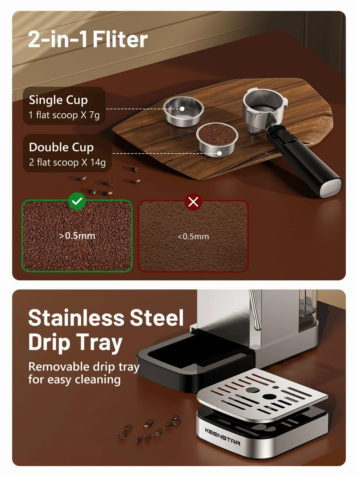 Cafetera espresso de 20 bares con cerveza rápida en frío, cafetera caliente y helada, cafetera de acero inoxidable con espumador bar vapor touch display con depósito de
