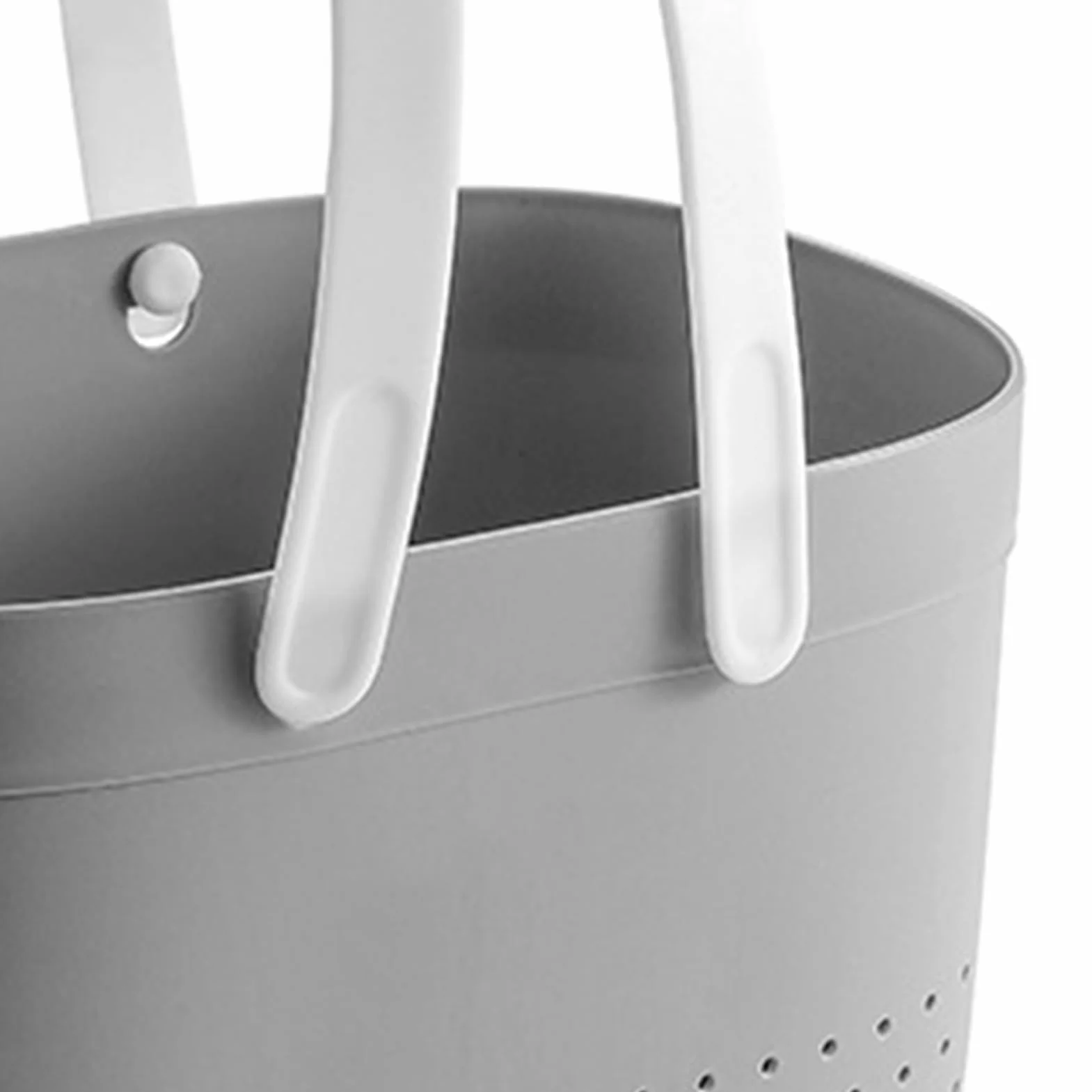 HERCHR Cesta Portátil para Carrito De Ducha, Cesta para Carrito De Ducha con Orificios De Ventilación, Cesta De Almacenamiento Portátil De Plástico De Gran Capacidad con Asas para Baño(Gris)