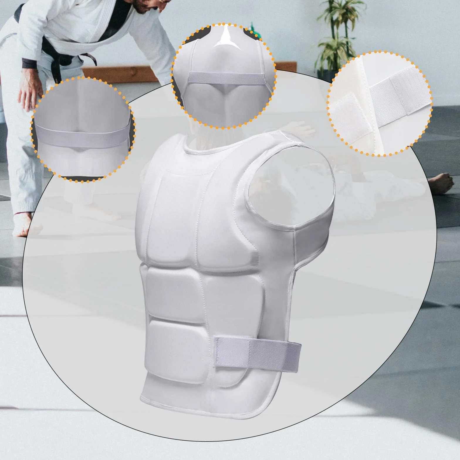 Karate Protector Pecho Chaleco Protección Abdomen Costillas Nylon EPE para Artes Marciales