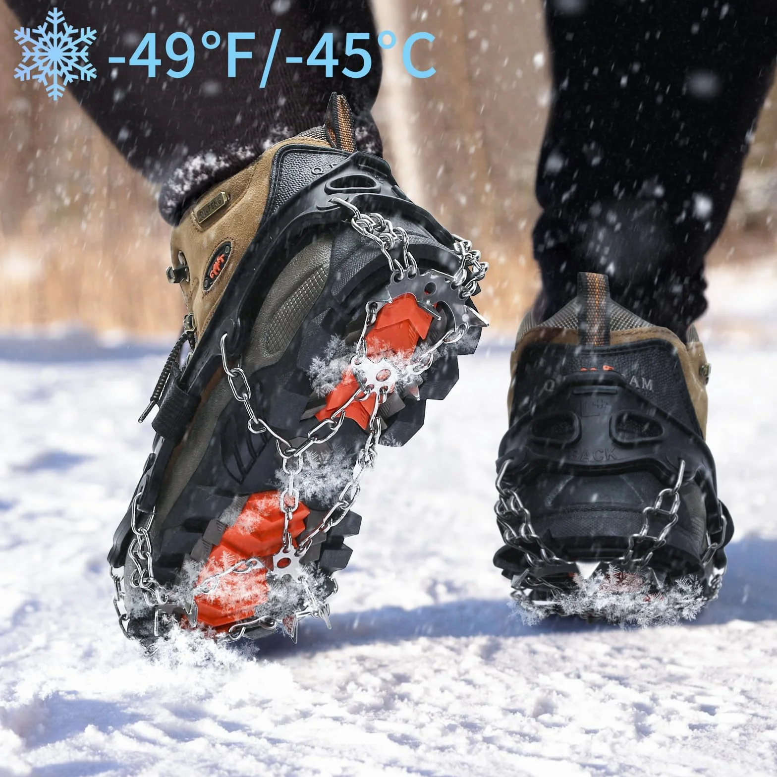 HONYAO Crampones Nieve Hielo Zapatos Ligeros Trail Running Antideslizante Excursiones Pesca Caminata Alpinismo