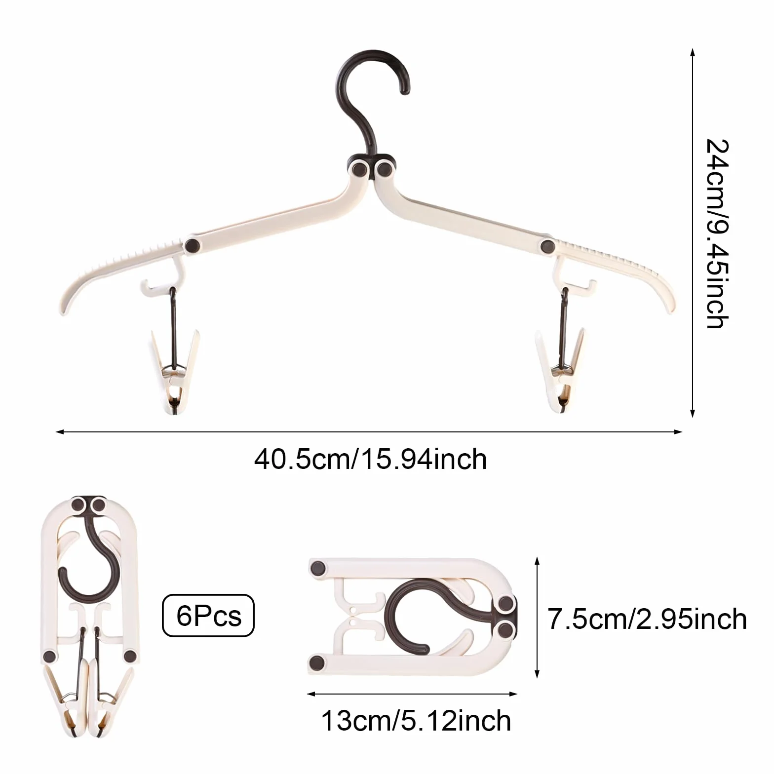 Perchas Plegables, 6 Perchas Portátiles con Pinzas, para Acampar Y Viajar (Beige + Marrón)