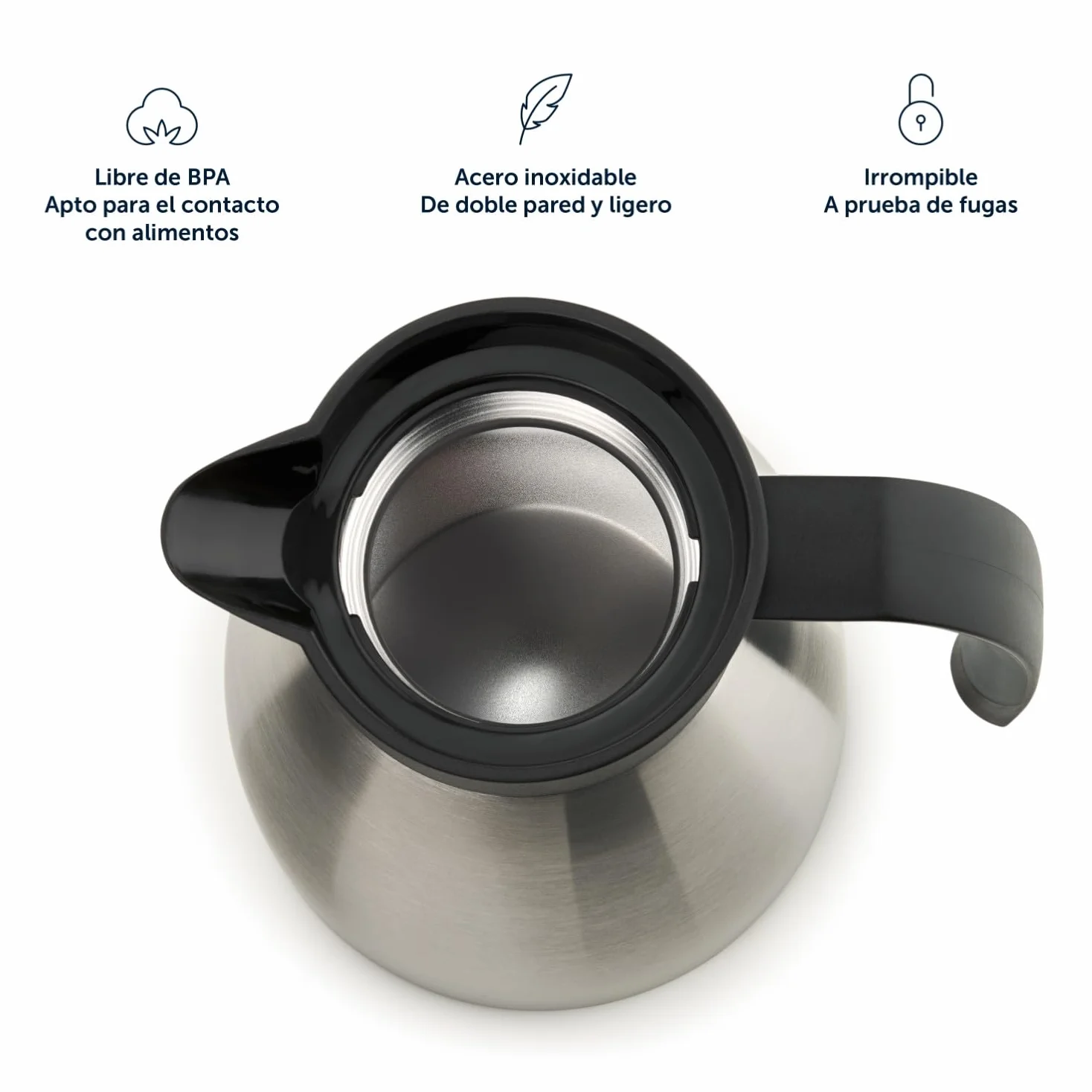 Blumtal Jarra termica 2 litro - Jarra Termo sin BPA con Sistema de Cierre Quick Tip - Jarra Cafe y té a Prueba de Fugas para un Aislamiento Duradero - Termo Cafe Grande 2 litro - Gris/Blanco