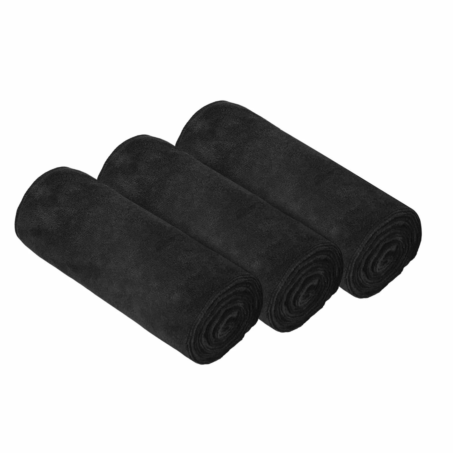Toalla Microfibra 75x35cm Secado Rápido Deporte Gimnasio Negro 3 Piezas