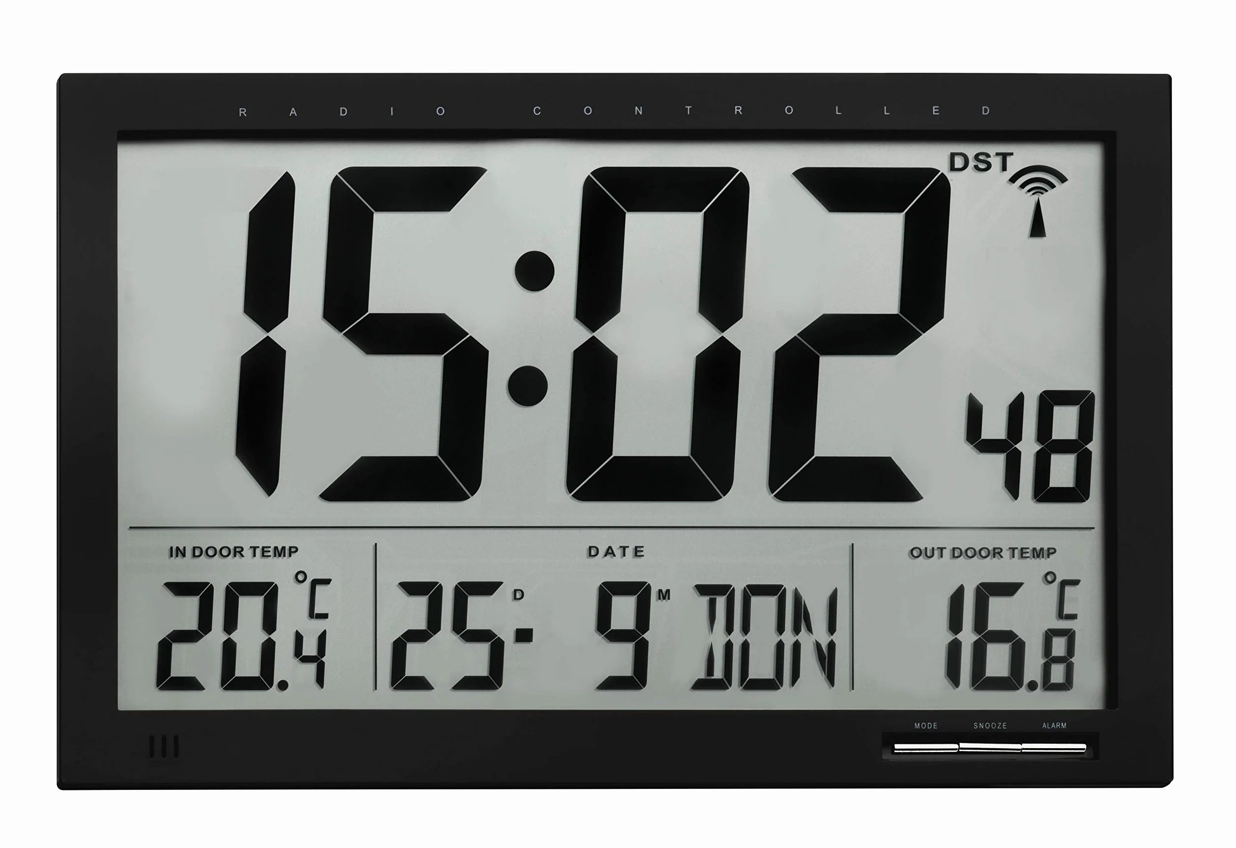 TFA 60.4510.01 - Reloj Digital de Pared, con termómetro y Sensor Remoto, tamaño XXL, Color Negro