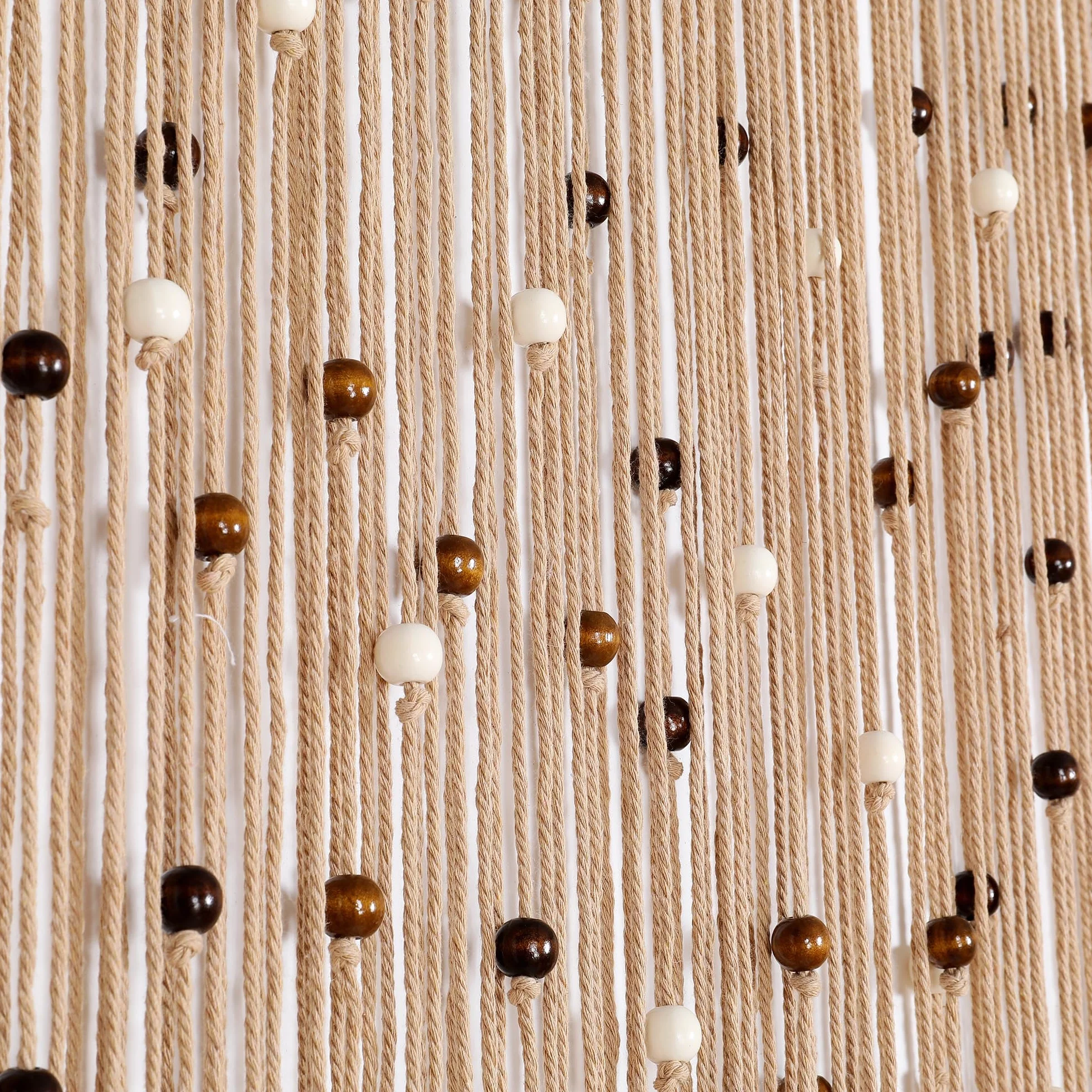 BECHAEO Cortina de Cuentas de macramé, Hecha a Mano, de algodón, para Puerta, Ventana, Cuentas de Madera, Colgante, Divisor de habitación, Armario, Dormitorio, decoración de privacidad, 2 Paneles de