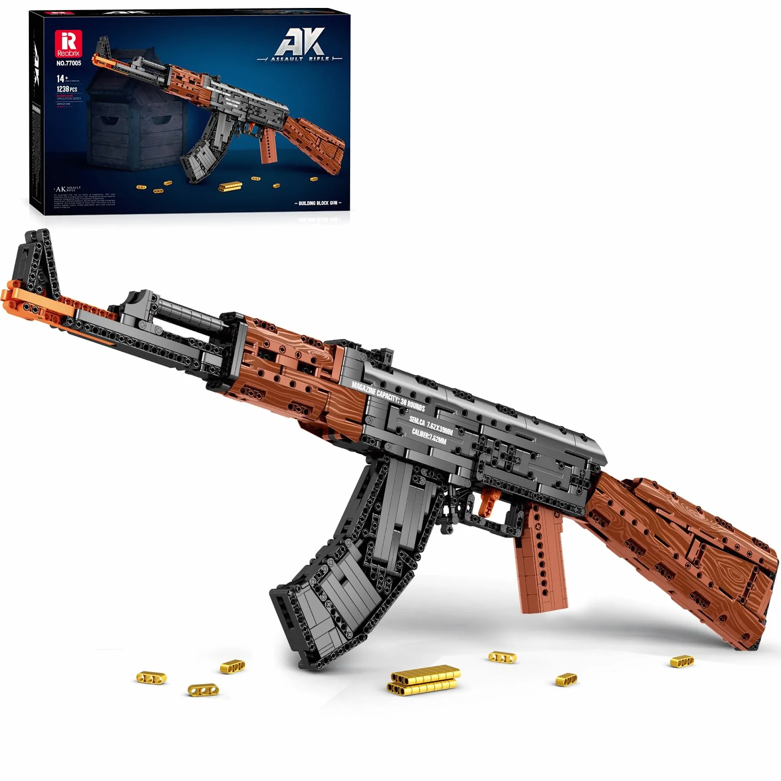 Reobrix Maqueta AK-47 para Adultos, Modelo de Fusil de Asalto en Bloques1:1
