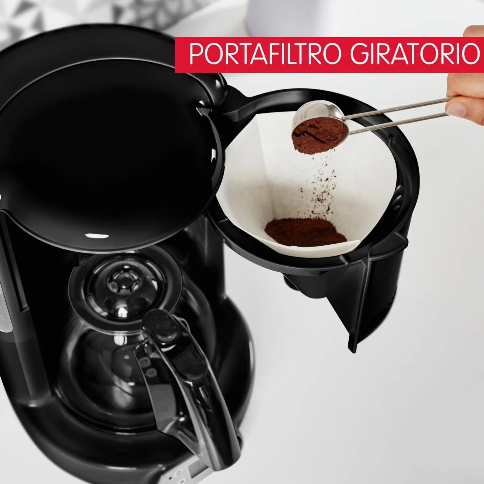 Moulinex Soleil – Cafetera filtro, capacidad de 1,25 L, hasta 15 tazas, control nivel del agua, temporizador programable, función mantener caliente, jarra cristal, color negro, FG380B