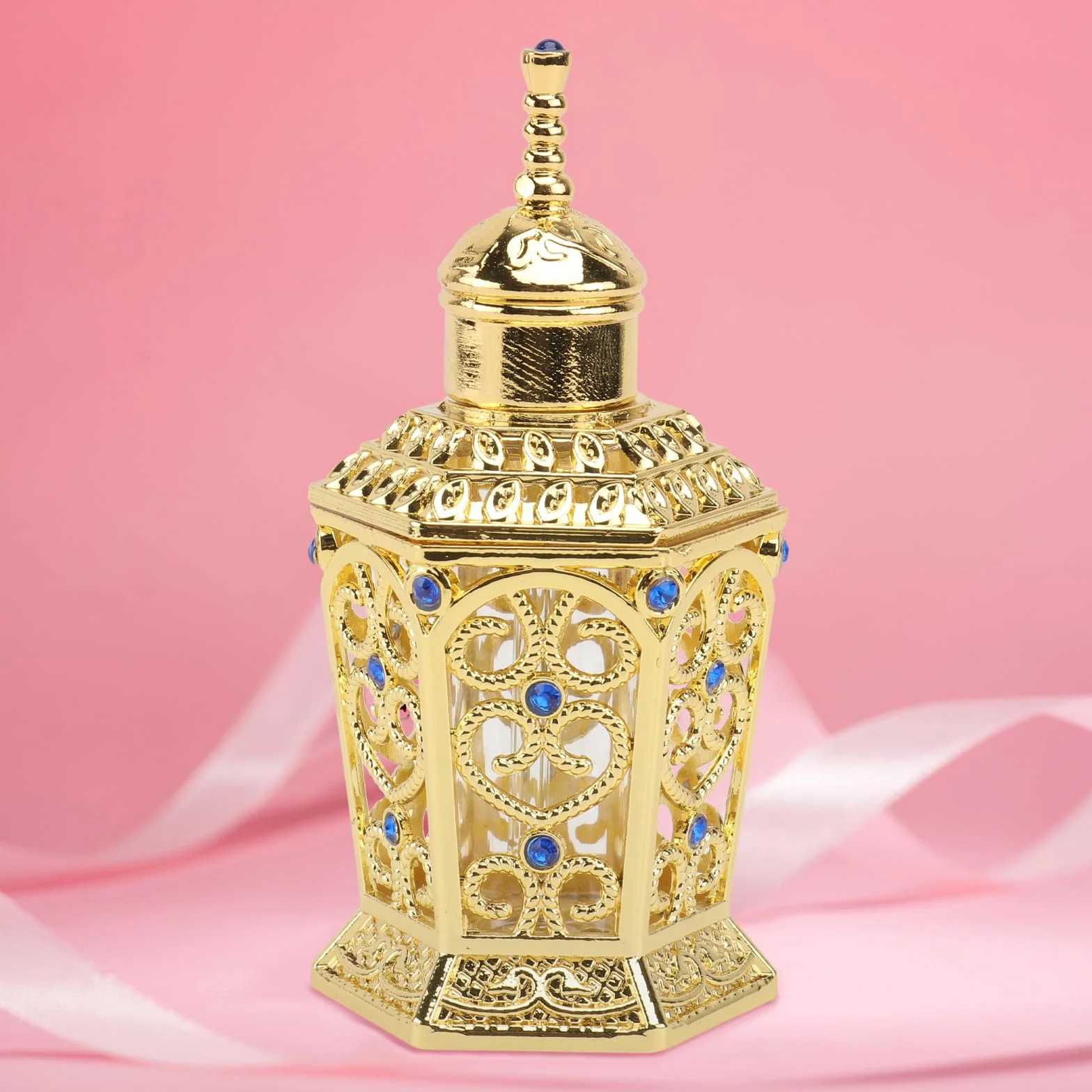 jojofuny Botella de Perfume de Vidrio y Aleación Dorada de 10ml, Portátil y Delicada, Adecuado para Decoraciones en Sala y Viajes
