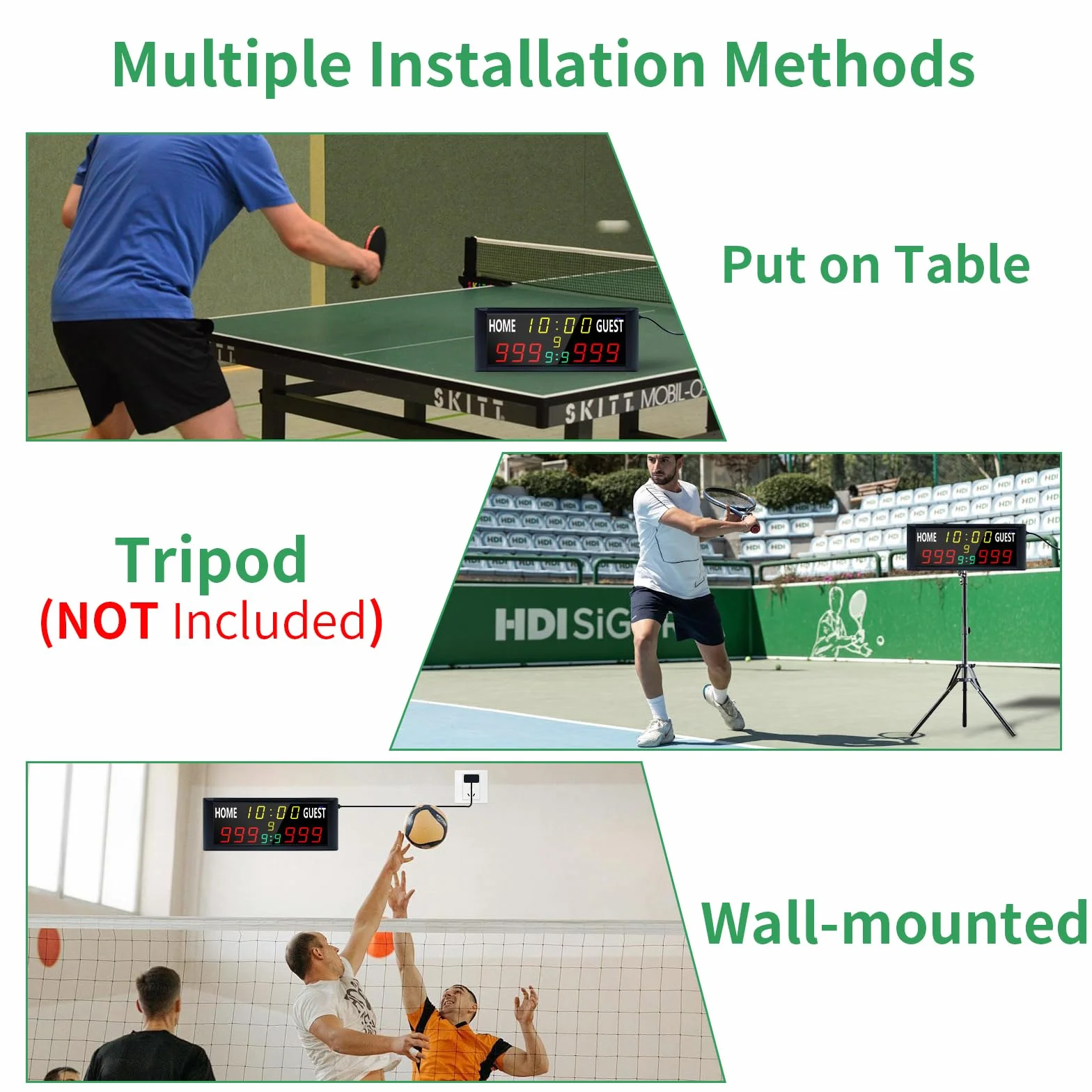 Marcador Electrónico LED de 16 Pulgadas con Control Remoto para Fútbol y Baloncesto