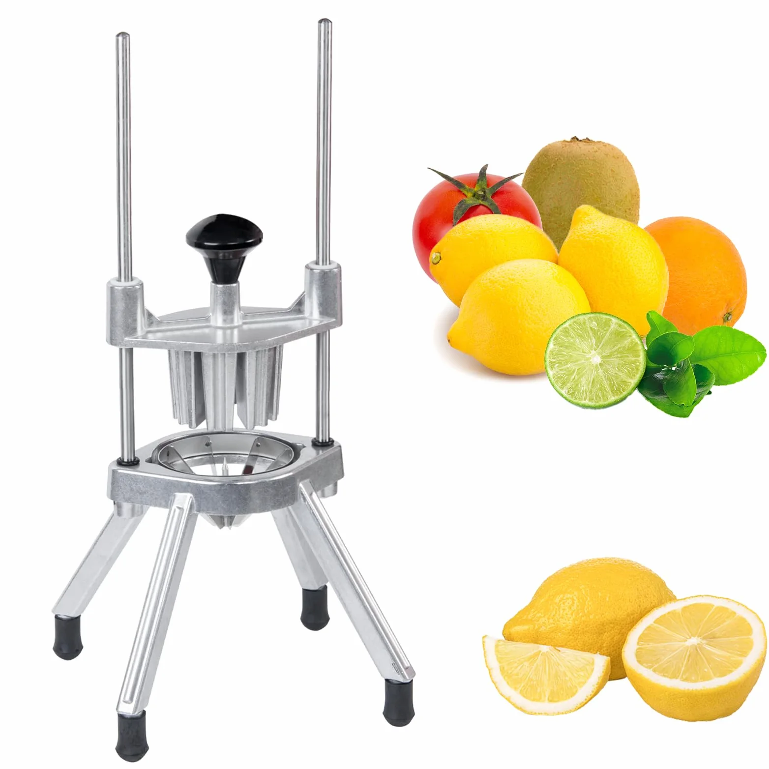 Cortador de frutas de acero inoxidable, cortador de lima y limón de 6 cuñas para una preparación eficiente de frutas