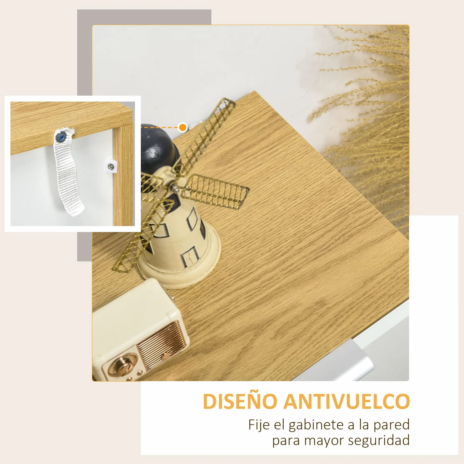 HOMCOM Cómoda de Dormitorio Aparador de Salón con 4 Cajones de de Alto Brillo Puerta y Estantes Ajustables para Comedor 105x35x92 cm Blanco y Natural