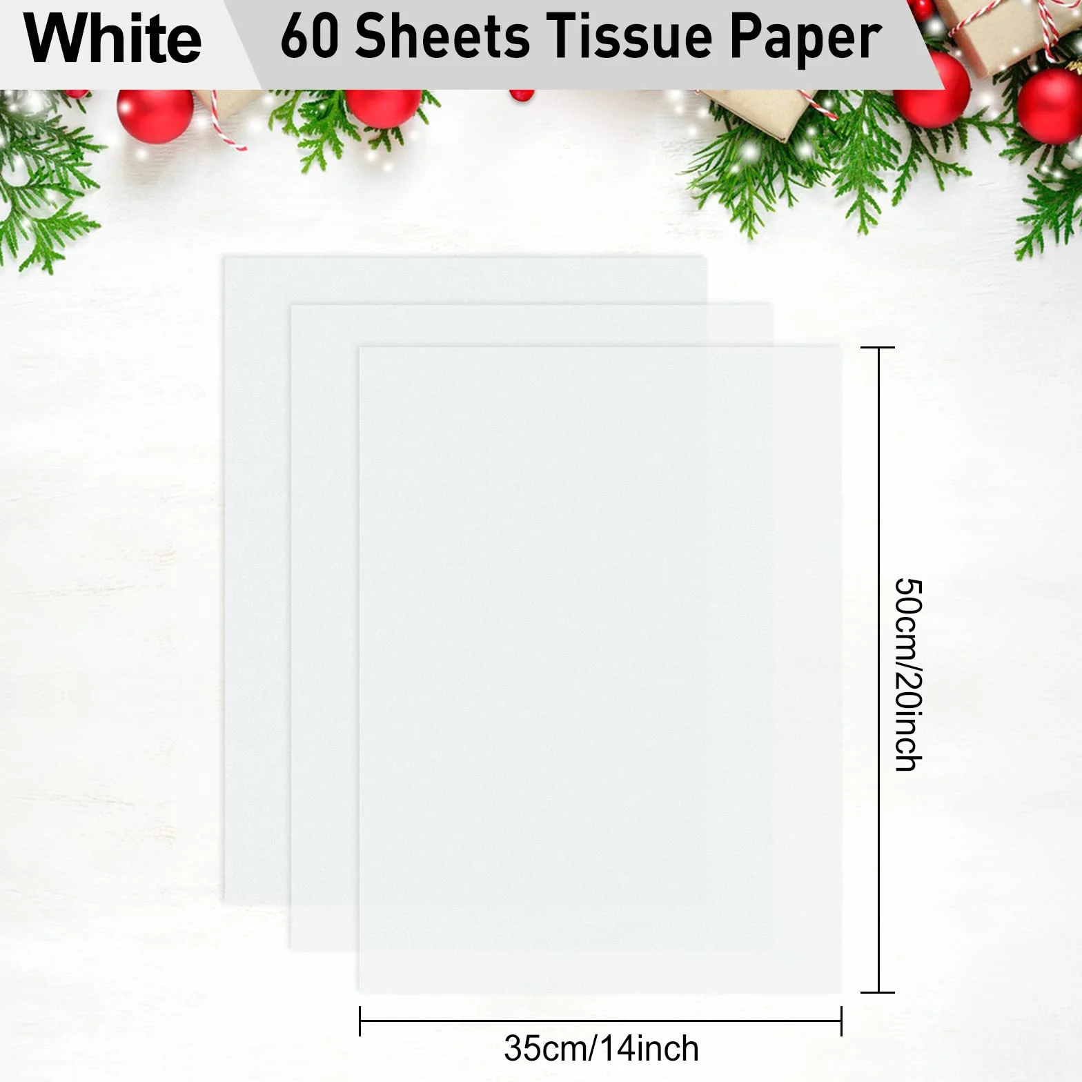 NEBURORA Papel de seda blanco para bolsas de regalo 60 hojas 50 x 35 cm Papel de embalaje blanco para envolver regalos Relleno Flor Arte Artesanía DIY Cumpleaños Boda Decoración (Blanco)