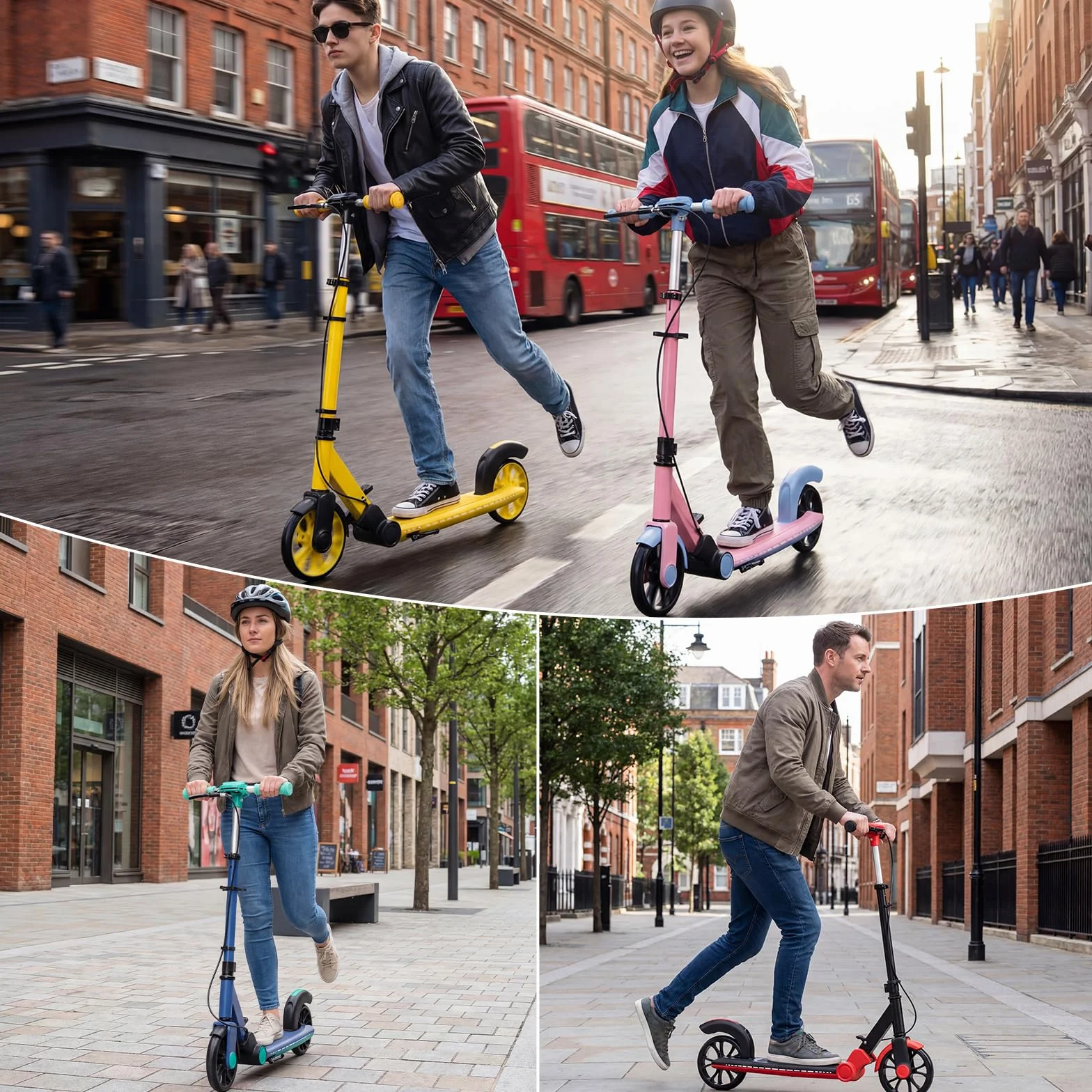 COSTWAY Patinete Plegable con LED Luminosas, Scooter Urbano de Altura Ajustable para Adolescentes y Adultos, Carga 100kg