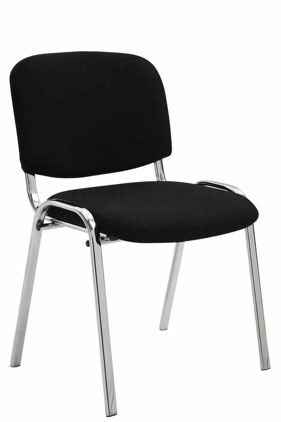CLP Silla De Conferencia Ken Chrom En Tela I Silla Confidente Apilable I Silla De Oficina Sin Ruedas con Base de Metal I Color:, Color:Negro