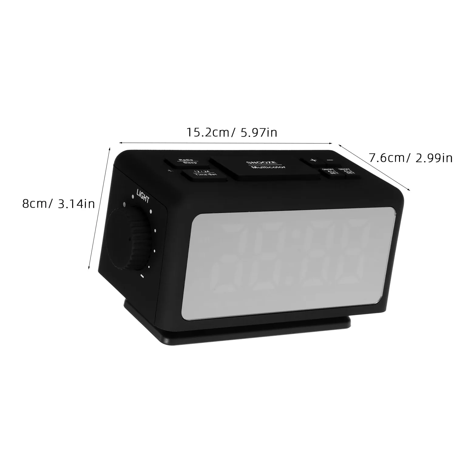Reloj Despertador Radio Digital con Espejo LED Rgb y Doble Alarma | Pantalla de Hora y Día, Puertos USB Dobles, Diseño de Sobremesa para Dormitorio y Viajes