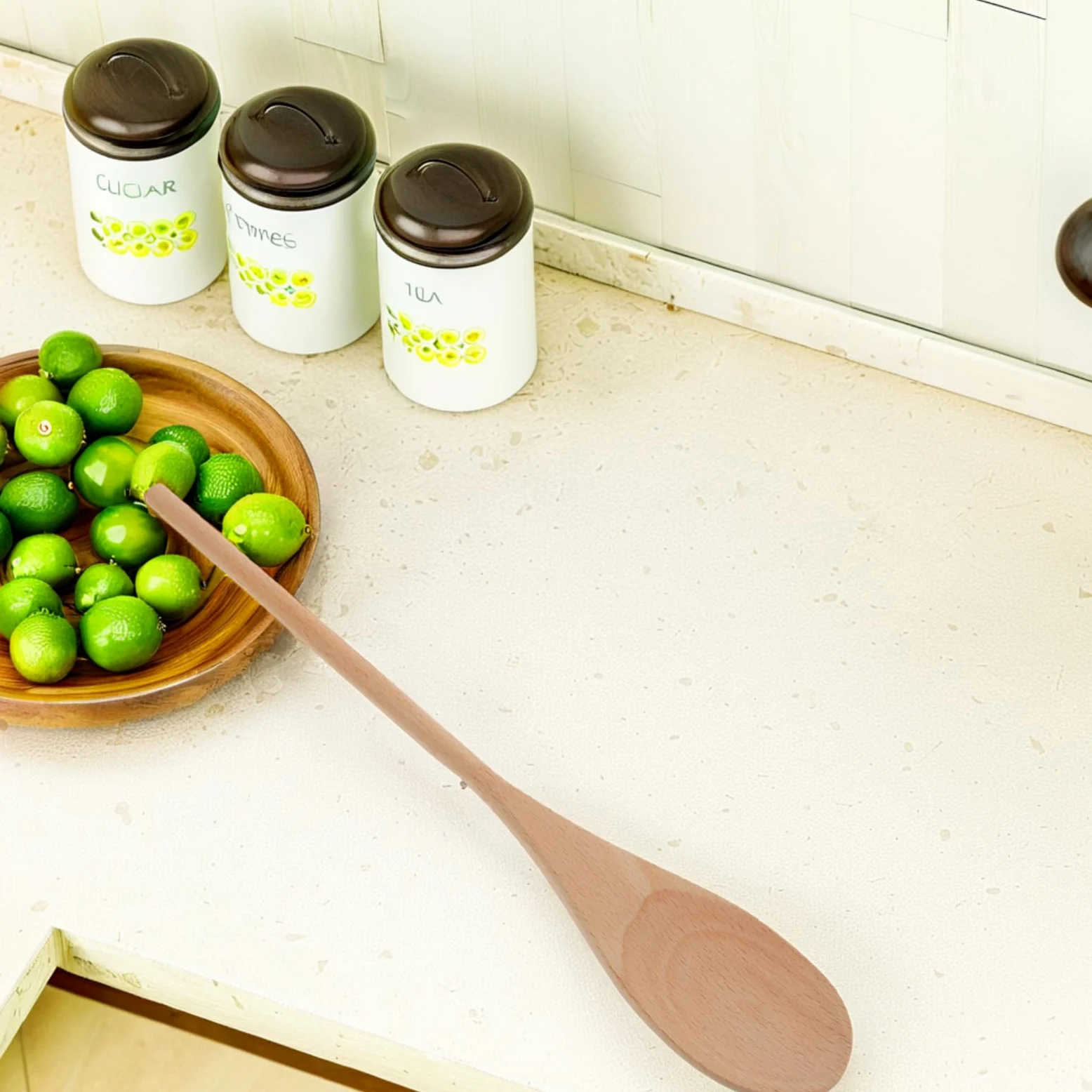 Juego de 24 Cucharas de Madera Mango Largo para Mezclar y Cocinar | Pintar, Diseño Blanco para DIY y Decoración, Utensilio Versátil, Tono Beige Natural