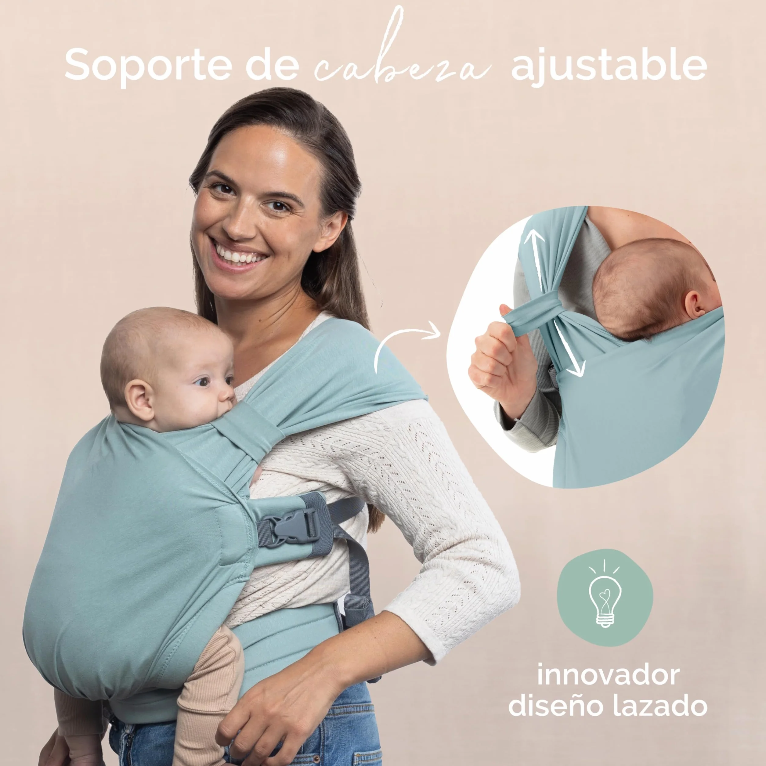 Boba Bliss Portabebés Ergonómica Mochila 2 en 1, 3-15kg Sea Mist