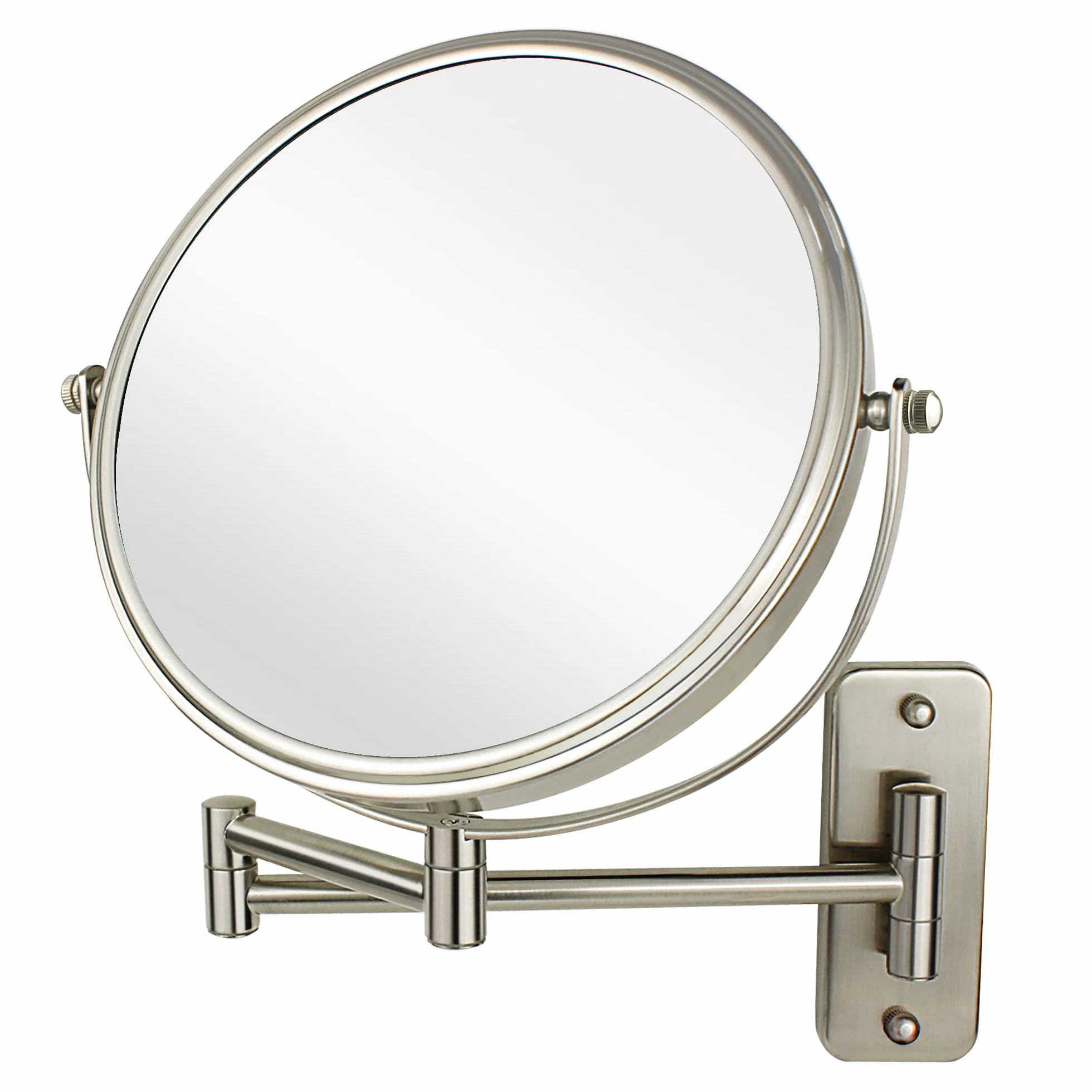 JANEEVA 8" Espejo de Maquillaje de Pared, 1X/10X Espejo de Aumento con 360° Brazo Extensible Espejo para Baño-Doble Cara Espejo de Tocador para Hombre y Mujer (Níquel Cepillado)
