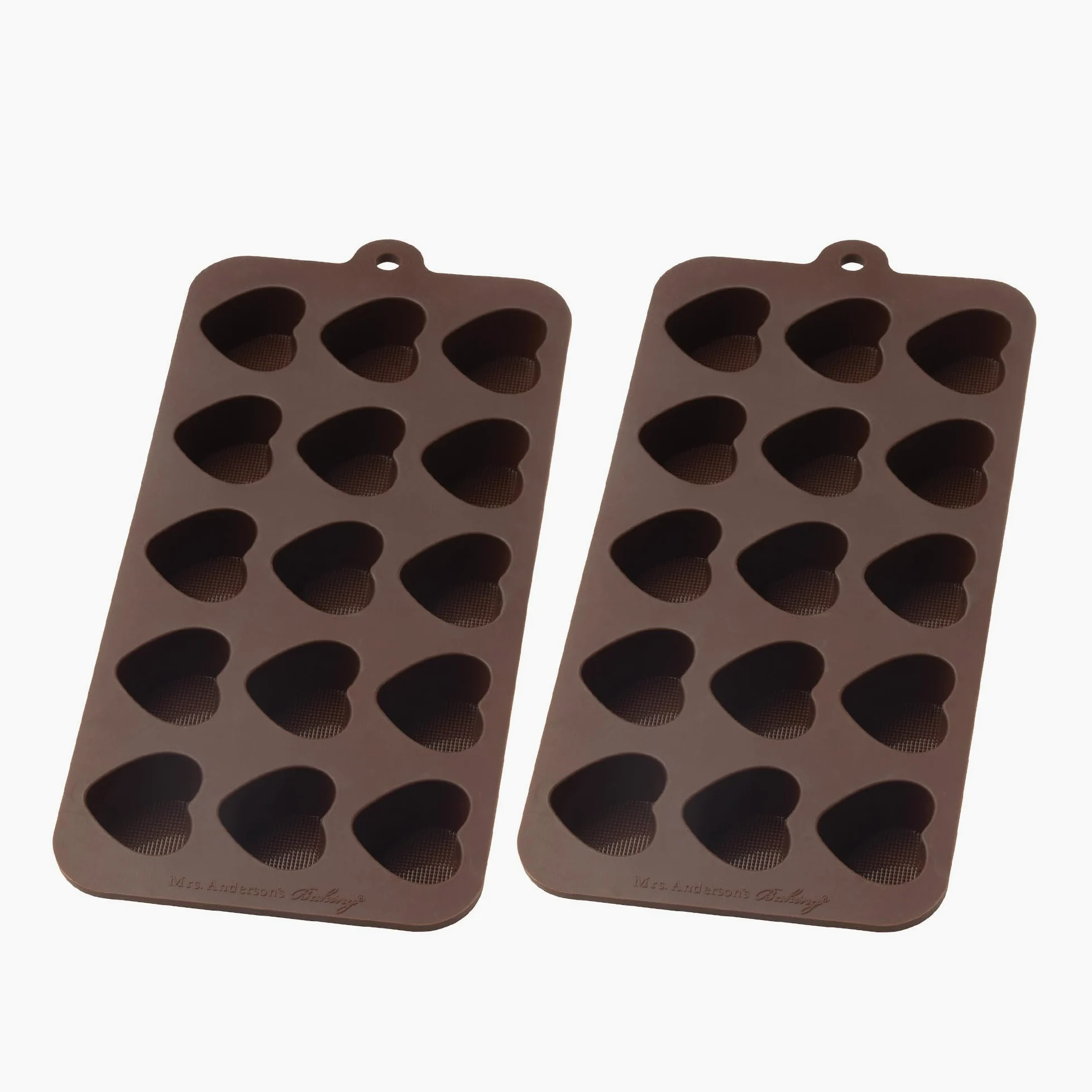 Mrs. Anderson's Baking Moldes de chocolate, silicona de grado europeo, corazones, juego de 2