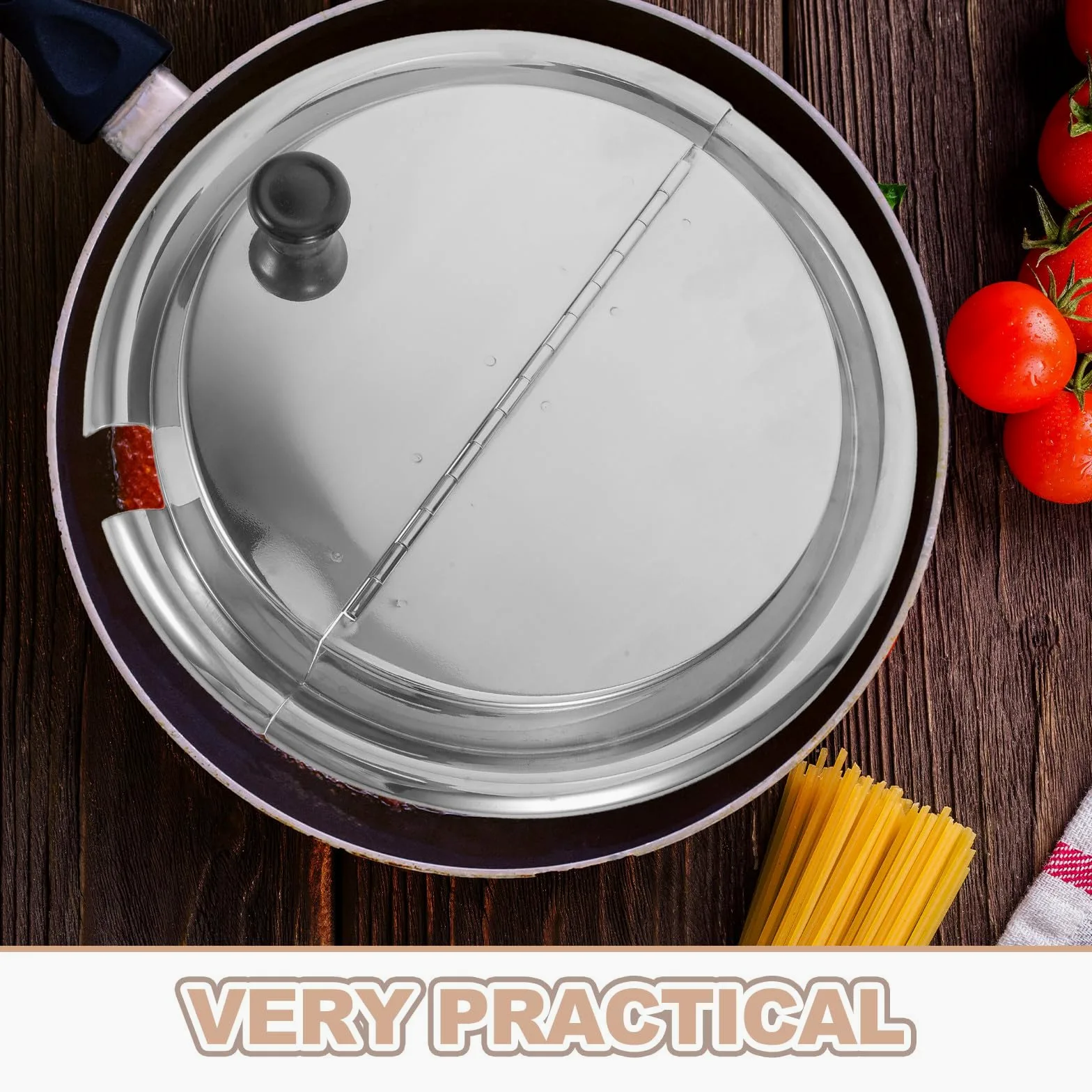 Tapa de Sartén de Acero Inoxidable Asa, Diseño Profundo y Grueso, para Ollas y Sartenes, Adecuado para Freír y Cocinar al Vapor, Diámetro 25cm