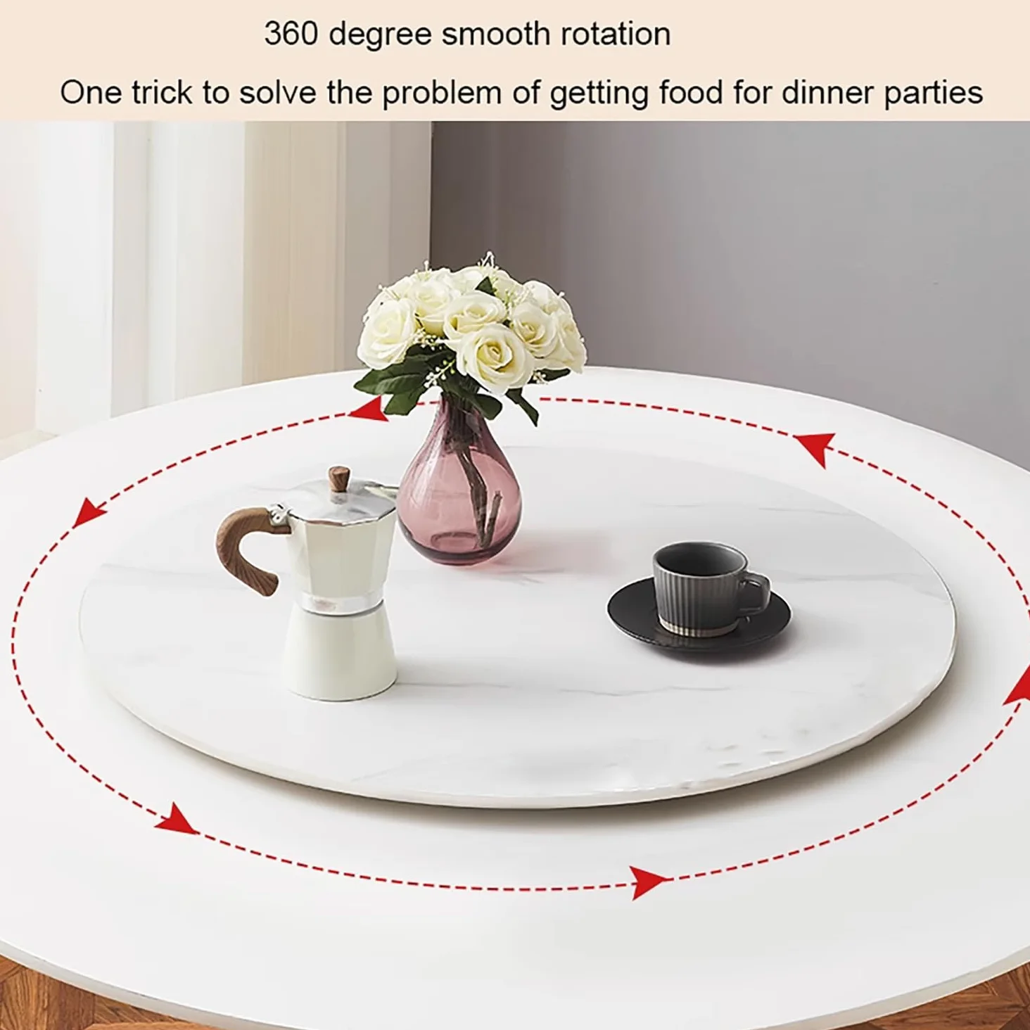 Bandeja Giratoria de Mármol, 60cm 80cm 100cm Lazy Susan Redonda, Grande Plato Rotatoria para Servir, Centro de Mesa de Comedor(Matte Gray,40"*40")