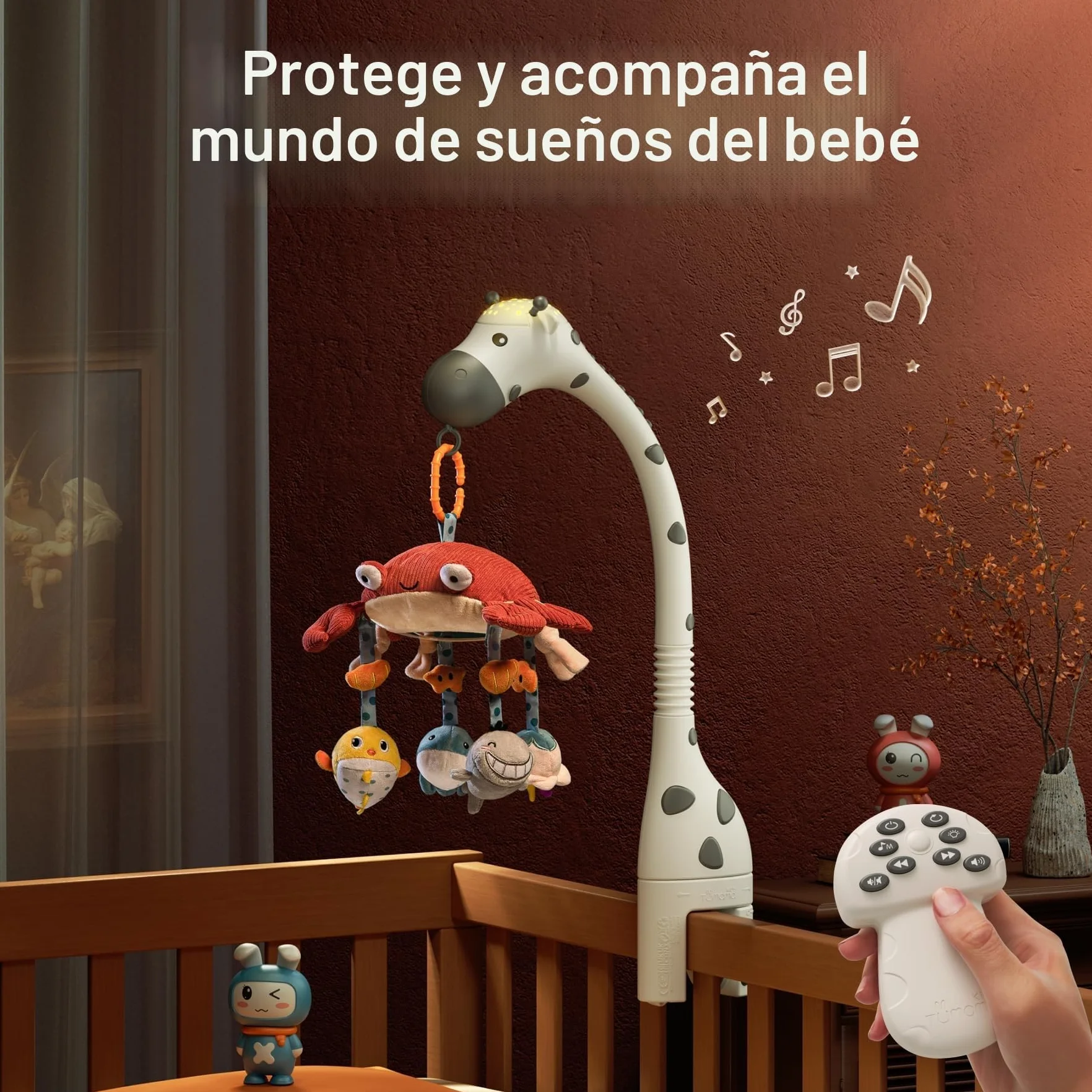TUMAMA Cuna Bebe con Musica y Luz Juguete Giratorio Desmontable Carrusel para Bebes 0-12 Meses