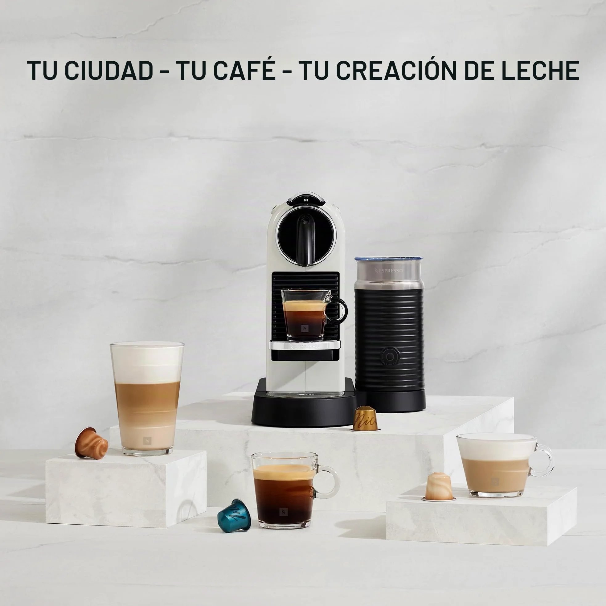 DeLonghi Nespresso Citiz EN267.WAE Cafetera con cápsulas, sistema de extracción especial, 1710 W, 1 L, plástico, Blanco