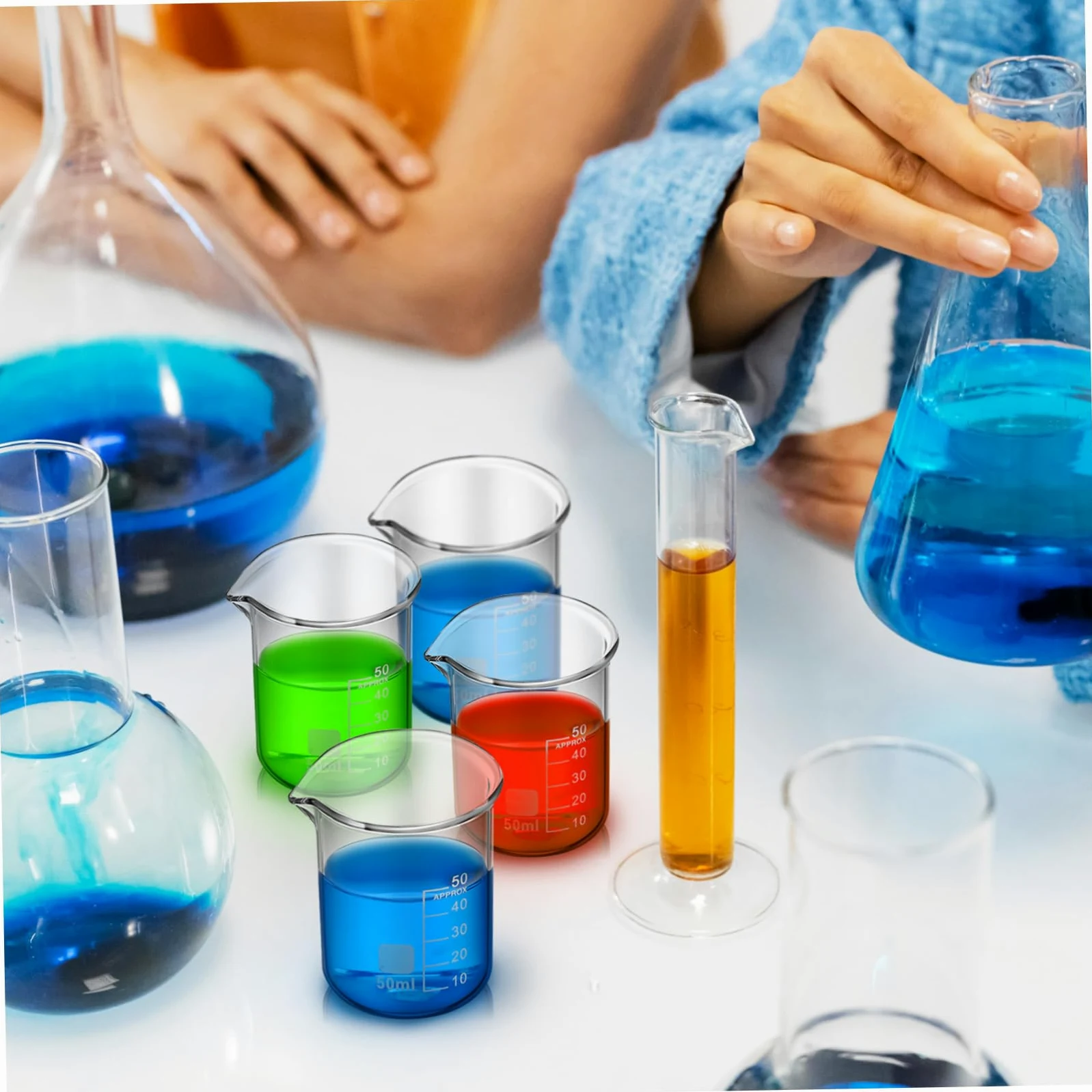 ULTECHNOVO Vasos de Precipitados Medición Precisa de Vidrio Transparente 20 de 50ml y Diseño Estable, Ideales para Laboratorio y Uso Científico
