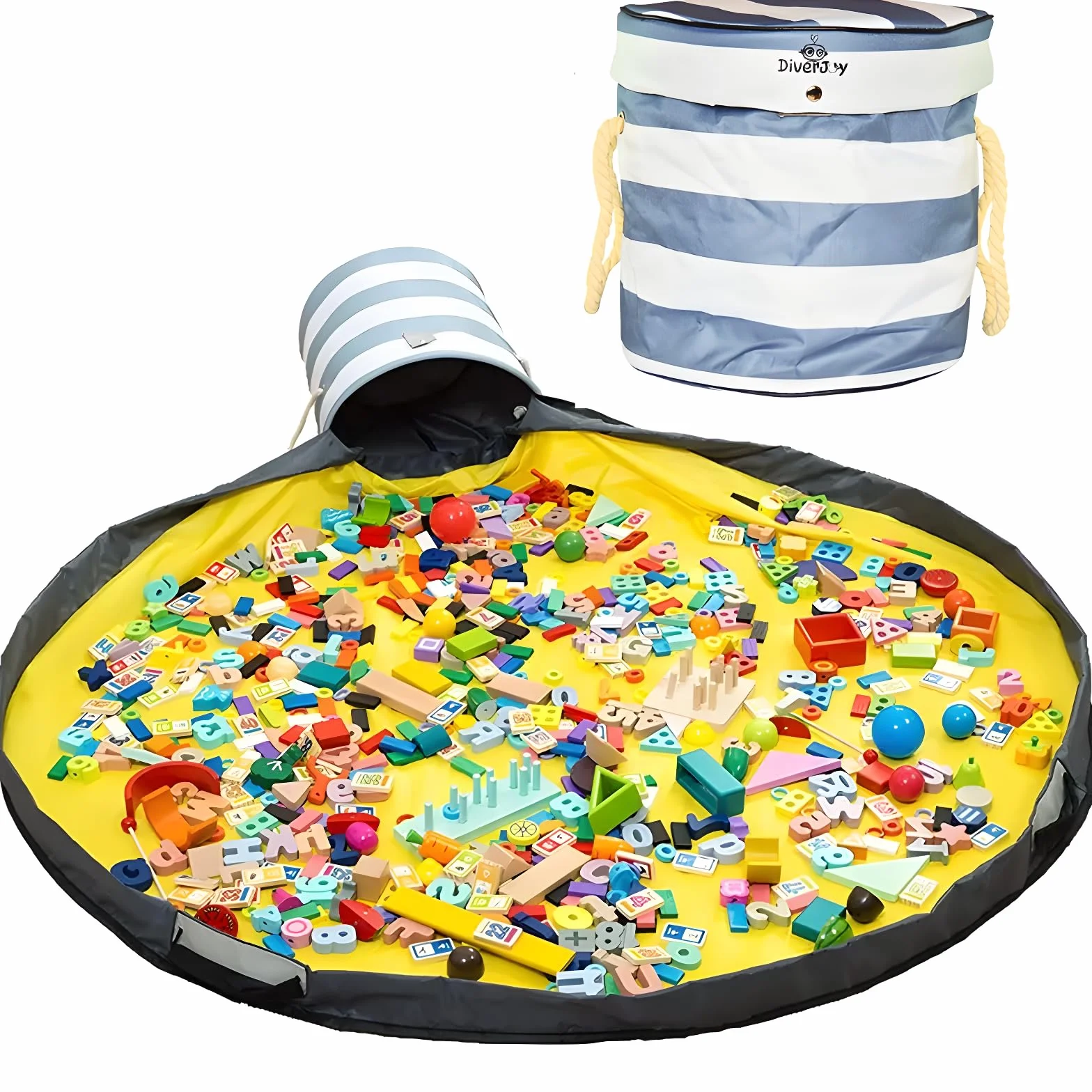 Baul juguetes infantil Cesta almacenamiento Bolsa playa Estera jugar bebe Alfombra juegos Organizador piezas pequeñas