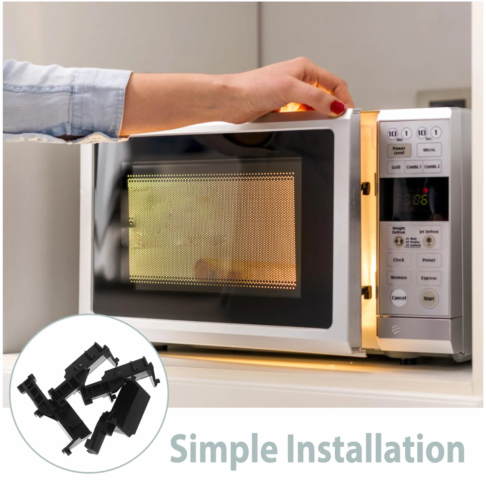 Gadpiparty Pestillo de Gancho Puerta Microondas 4 Piezas Plástico Resistente Cierre Seguro Cocina Reemplazo Compatible Hogar