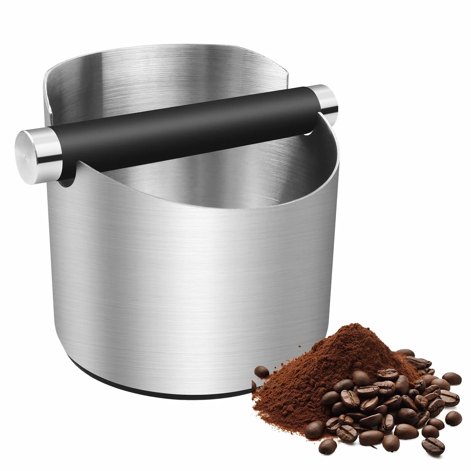 Knock Box Cafe, Caja para Posos de Café de Acero Inoxidable, Antideslizante para Espresso, Accesorio de Cafetera, Recipiente Compacto para Barista