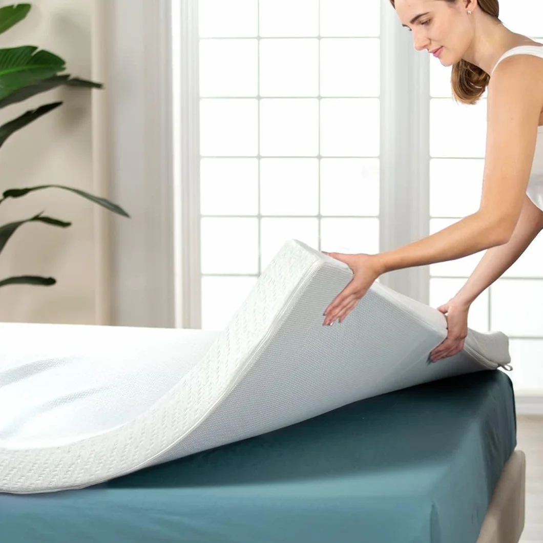 REAL CONFORT Topper Cubrecolchon de Viscogel Viscoelástico | Fabricacion Española | Topper para Colchón Nucleo de Viscogel | 90 x 180cm | Grosor 4CM | Refresca y Alivia Tensiones Musculares