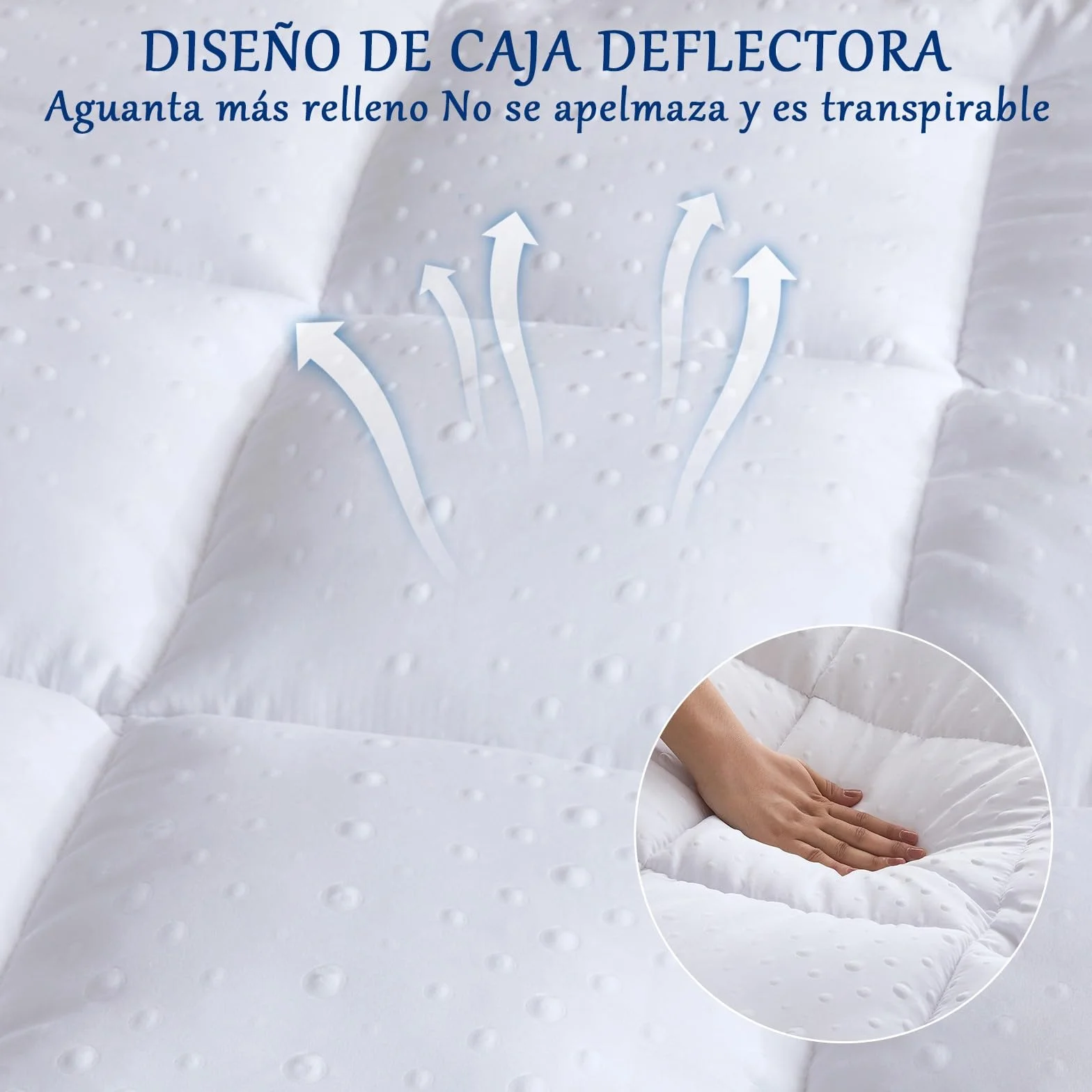 Bedecor Sobrecolchon de Microfibra 150x200, Muy Suave y Comodo Cubre Colchon con Diseño Antideslizante, 3D Massage Bubbles Lujoso Topper 150x190/200