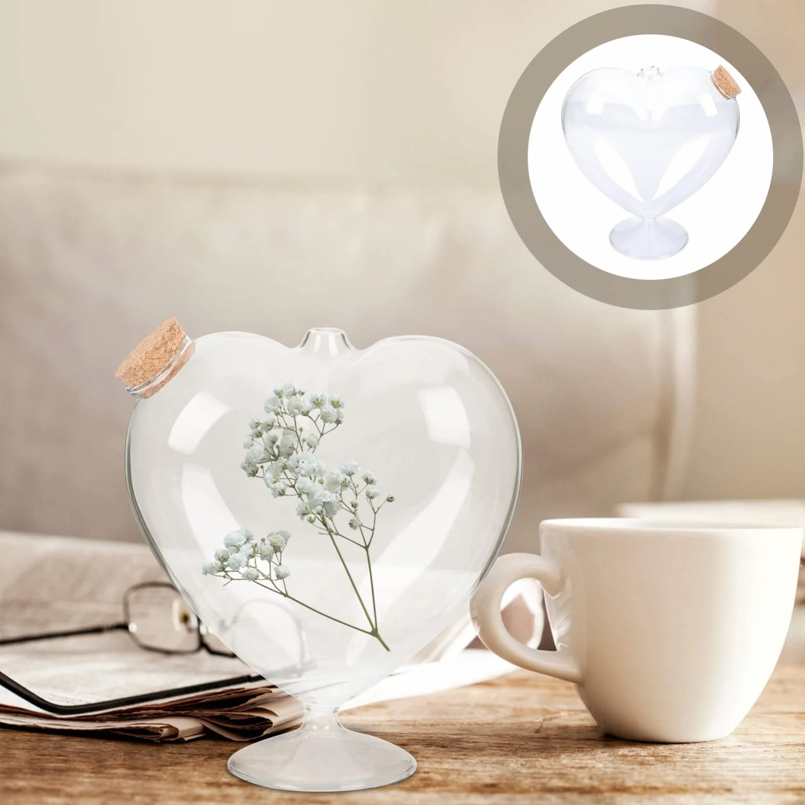 Frasco De Vidrio De Corazón Con Tapa De Corcho Botellas Decorativas Vacías Mensaje Deseo Botella De Miel Arena Recuerdo Tarro Terrario Contenedor Para DIY Boda Florero Favor
