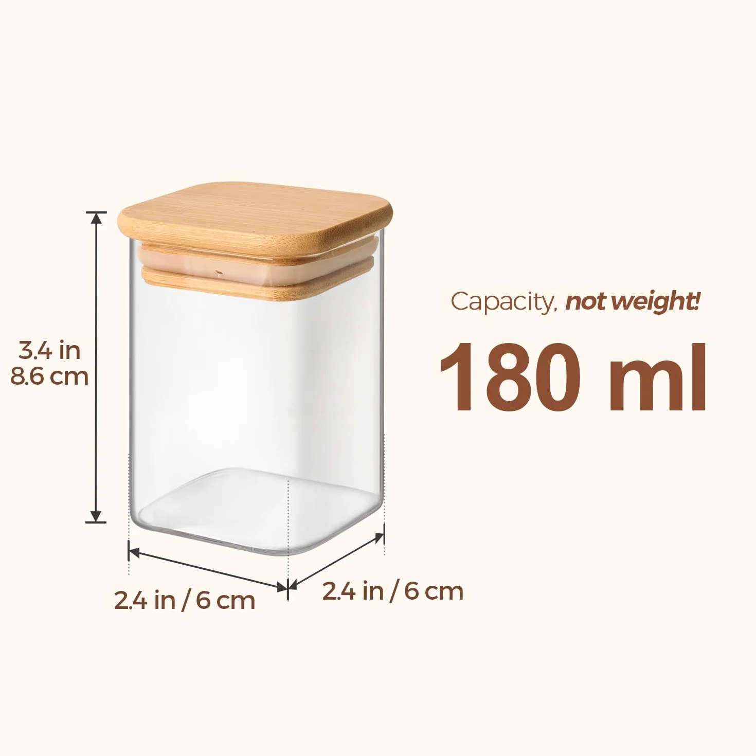 ComSaf Botes Especias Cristal 180 ml 16 Piezas, Botes Especias Cristal Cuadrados con Tapa, Frascos Especiarias Herméticos, Salero, Azucarero, Pimentón Dulce, para Cocina y Despensa
