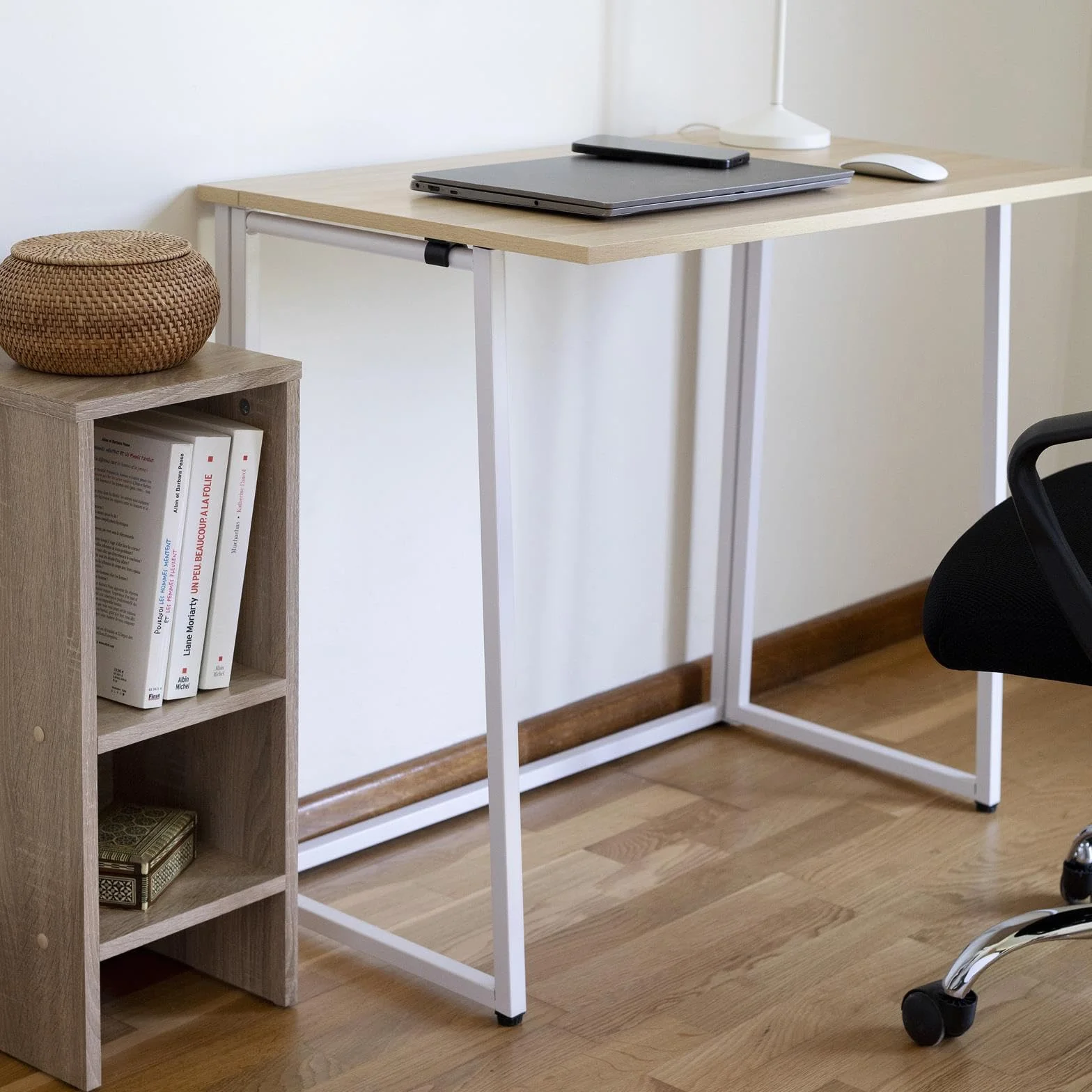 DUPI Escritorio Plegable Utility 80x50x72 cm – Mesa de Ordenador y Estudio para Oficina en Casa, Multifuncional con Estructura Metálica (Taupe)