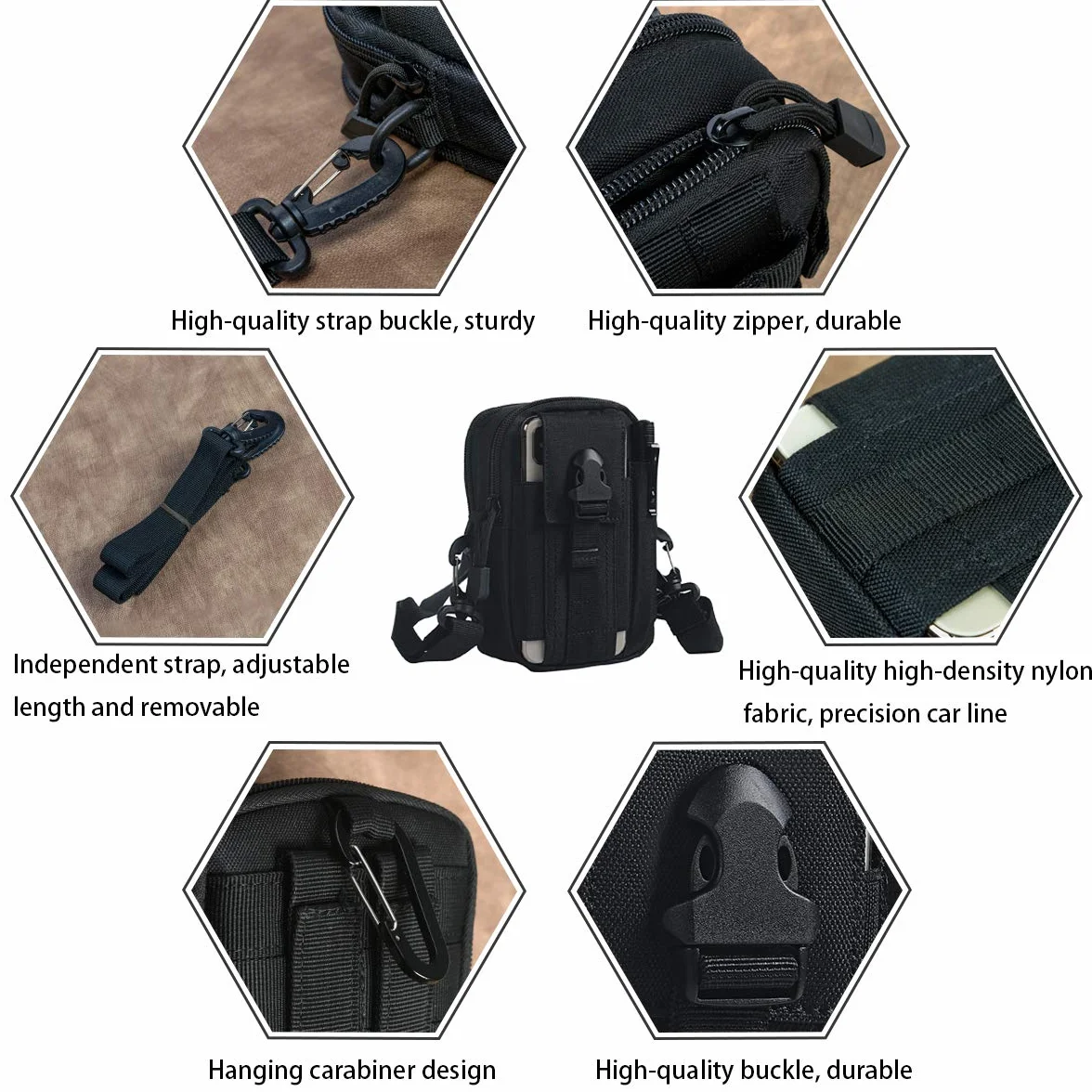 Bolsa Cintura Táctica 1000D Nylon Compacta Multiusos para Herramientas Pequeñas y Teléfono Móvil