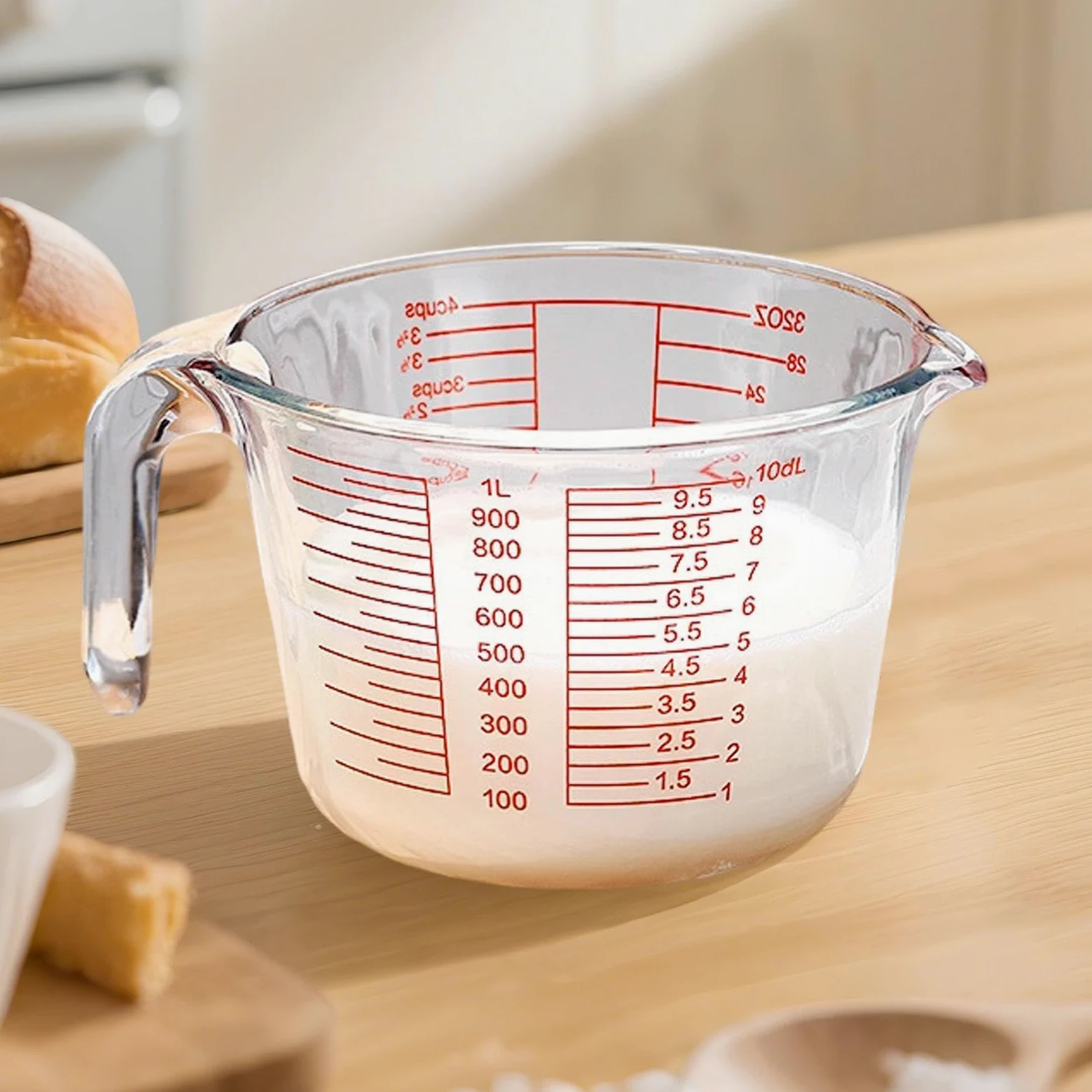 Vasos Medidores De Vidrio Recipiente de Medición Portátil Transparente y | Recipiente Medidor De Vidrio Para Preparación Comidas Cocinar Hornear Cocina Hogar Y Casa Y Interior Alimentos